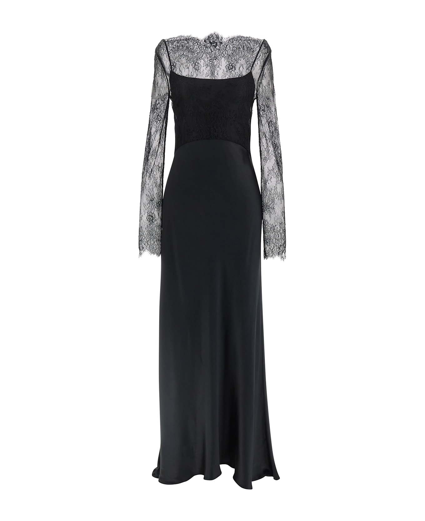 Alberta Ferretti Lace Satin Dress - Black  