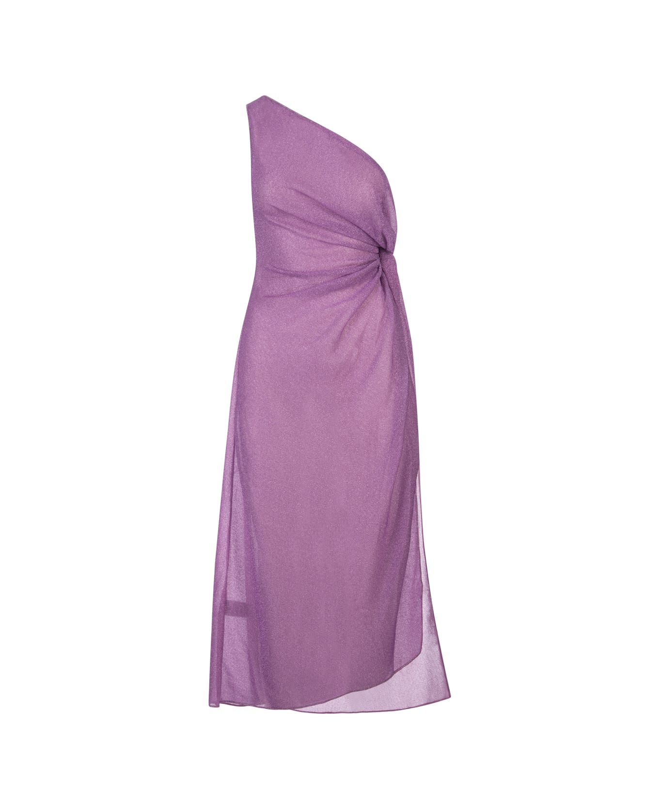 Oseree Wisteria Lumiere One-shoulder Midi Dress - Purple