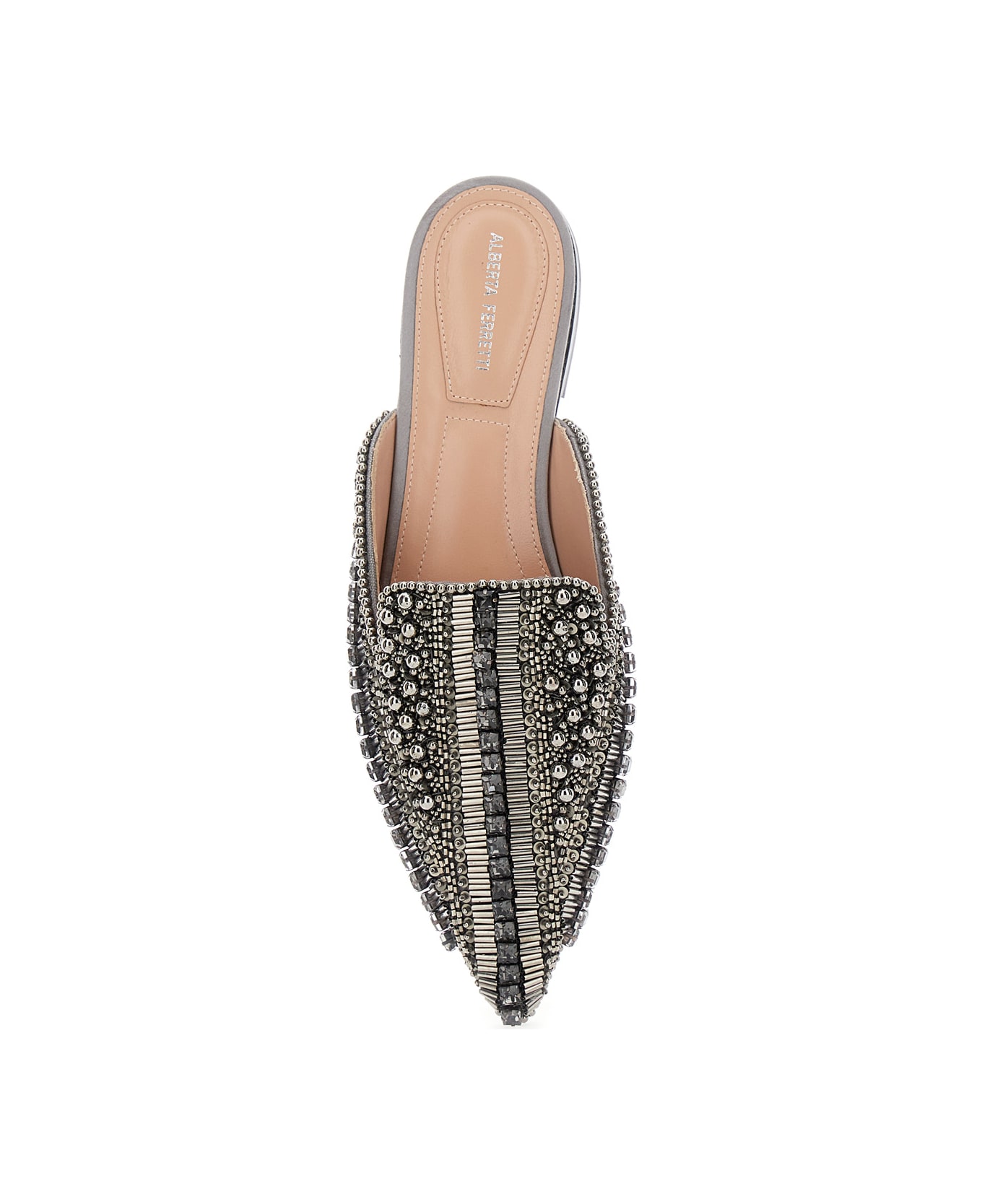 Alberta Ferretti Grey Mules With Embroideries In Leather And Acetate Woman - Grey