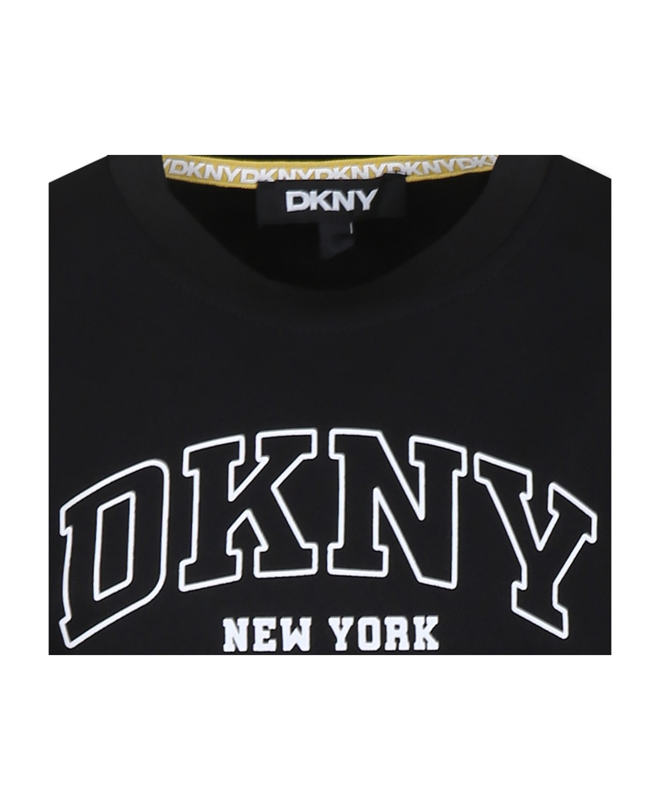 DKNY Black T-shirt For Girl With Logo - Black