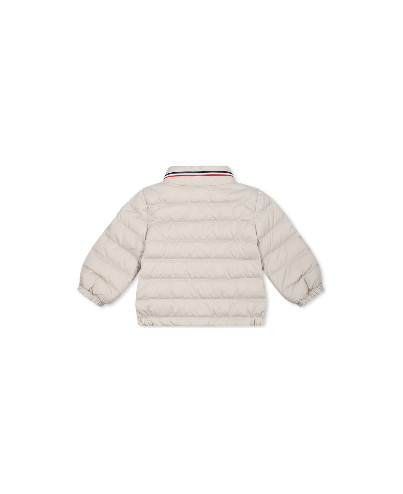 Moncler Ivory Down Jacket For Baby Boy With Logo - Ivory
