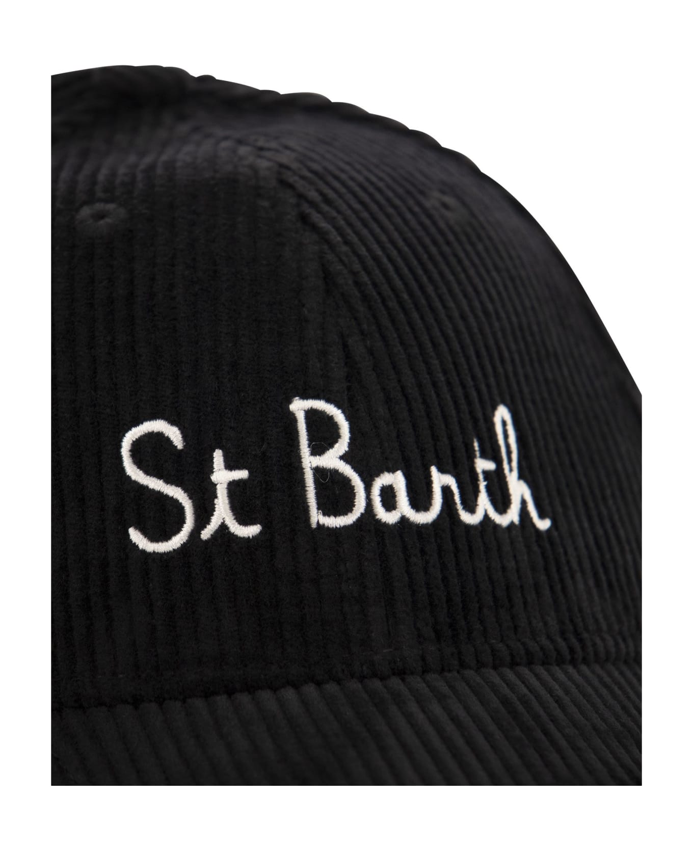 MC2 Saint Barth Corduroy Baseball Cap With Embroidery - Black 帽子