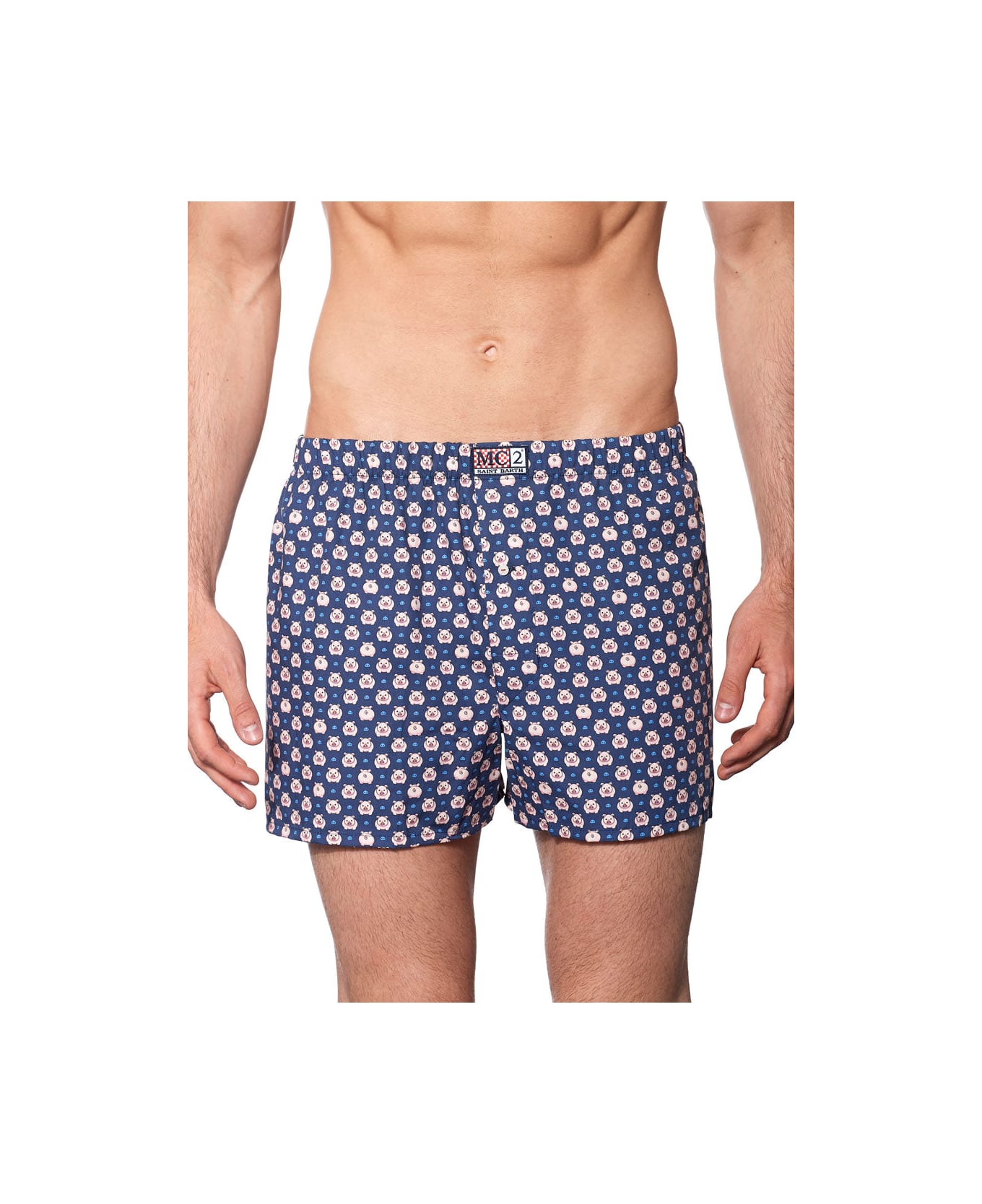 MC2 Saint Barth Man Underwear Boxer Piggy Print - BLUE
