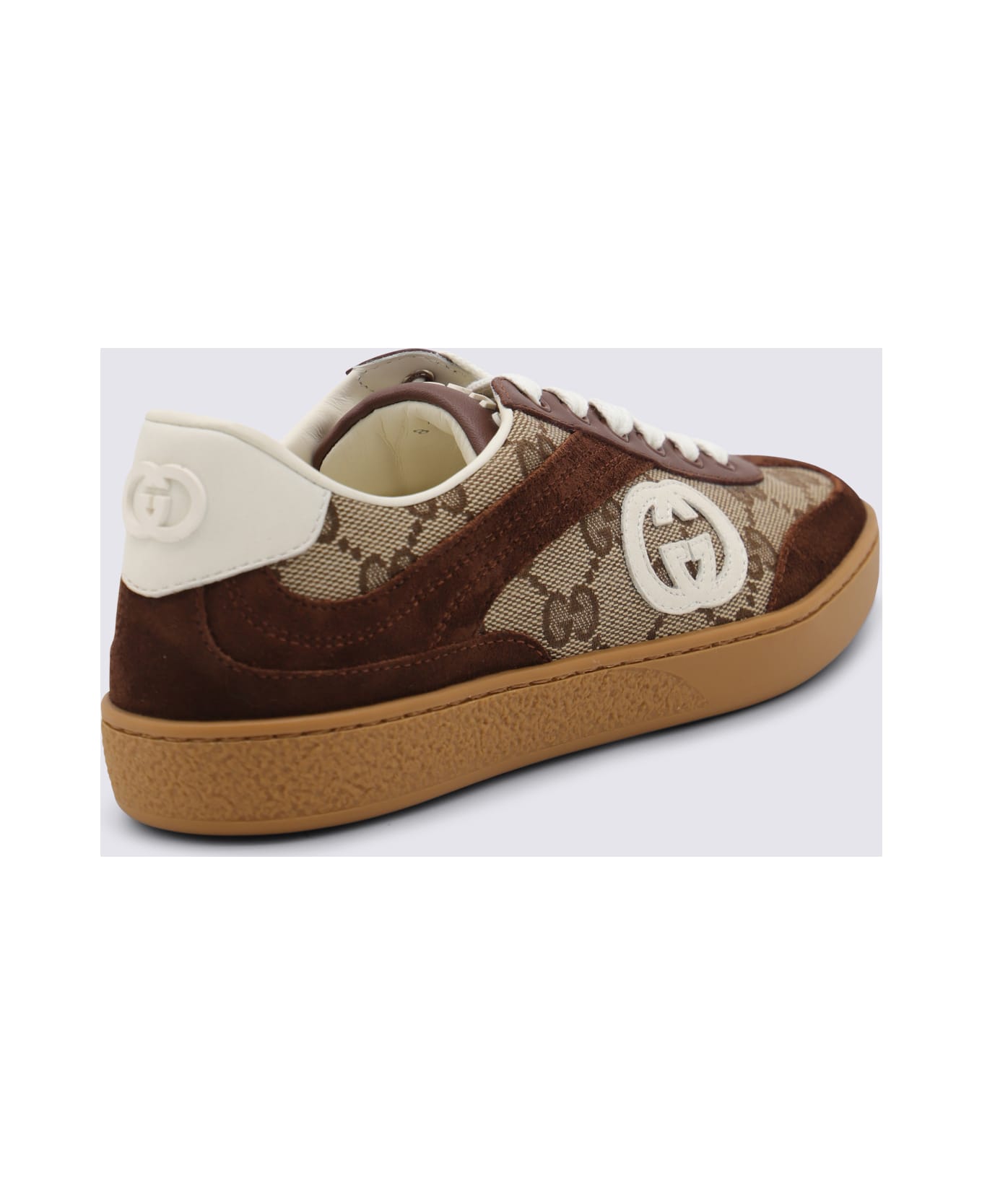 Gucci Beige Leather Sneakers - Beige ebony