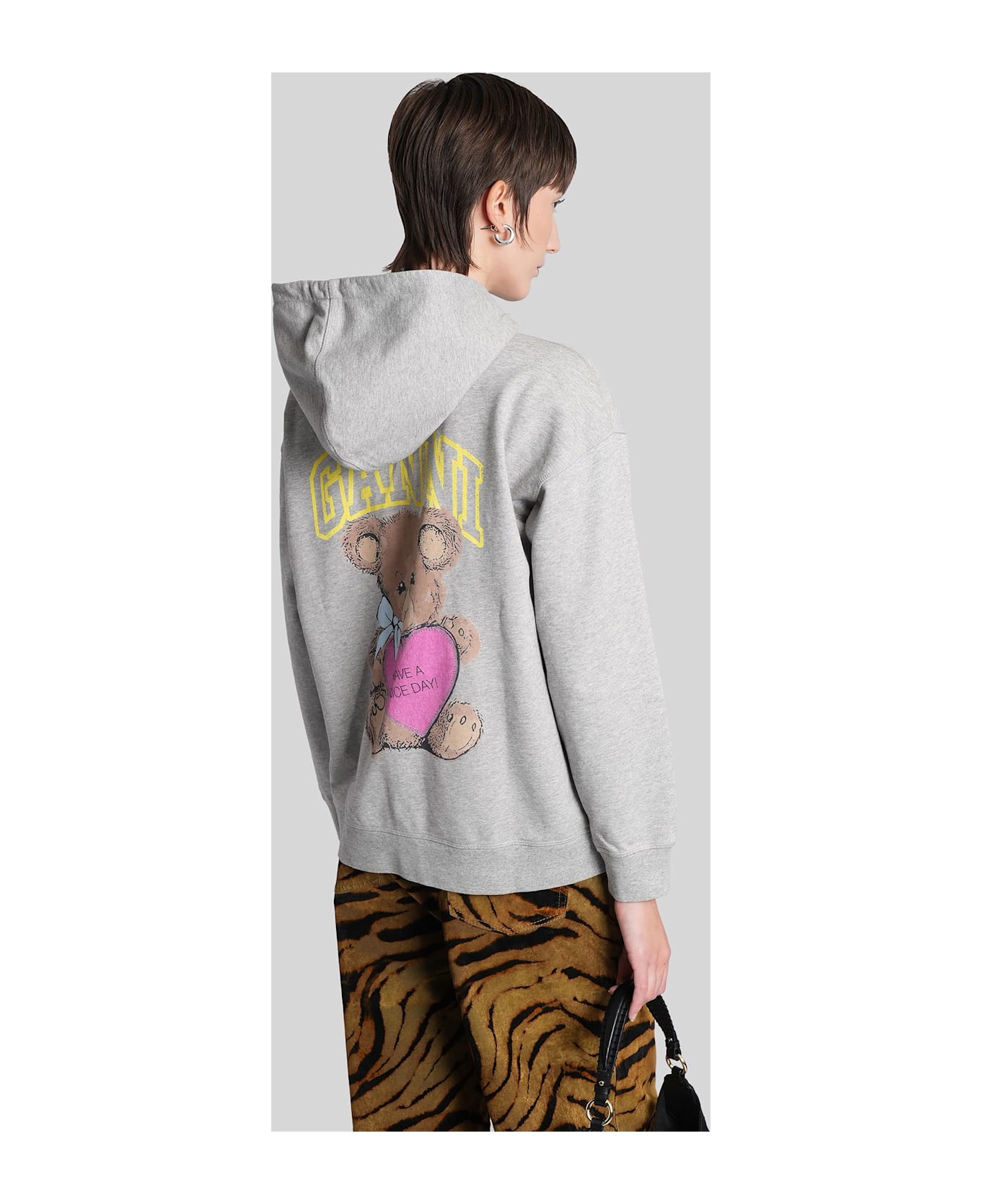 Ganni Sweatshirt In Grey Cotton - grey