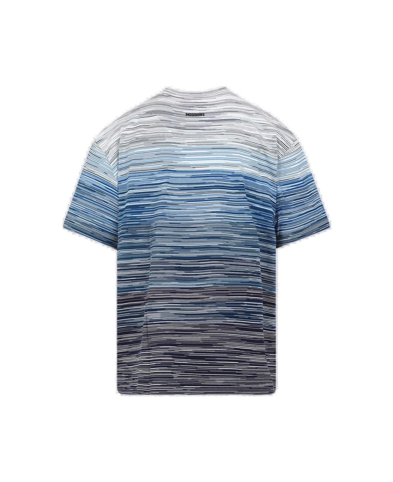 Missoni Short Sleeved Striped Crewneck T-shirt - Blue