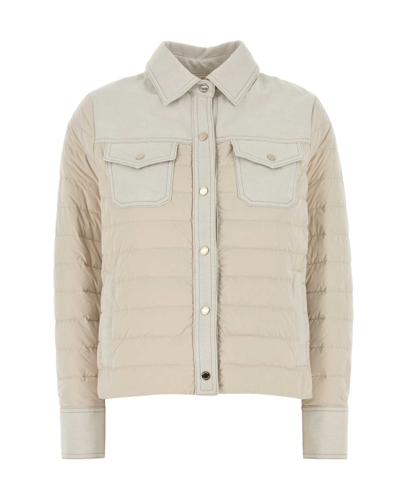 Moorer Sand Nylon Blend Esper Down Jacket - ECRU