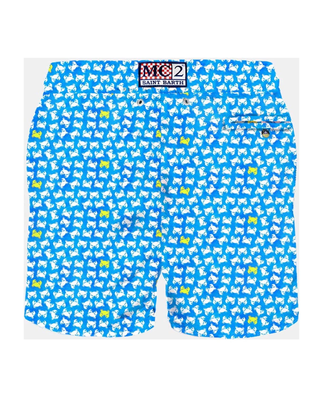 MC2 Saint Barth Man Light Fabric Swim Shorts With Crabs Print - SKY