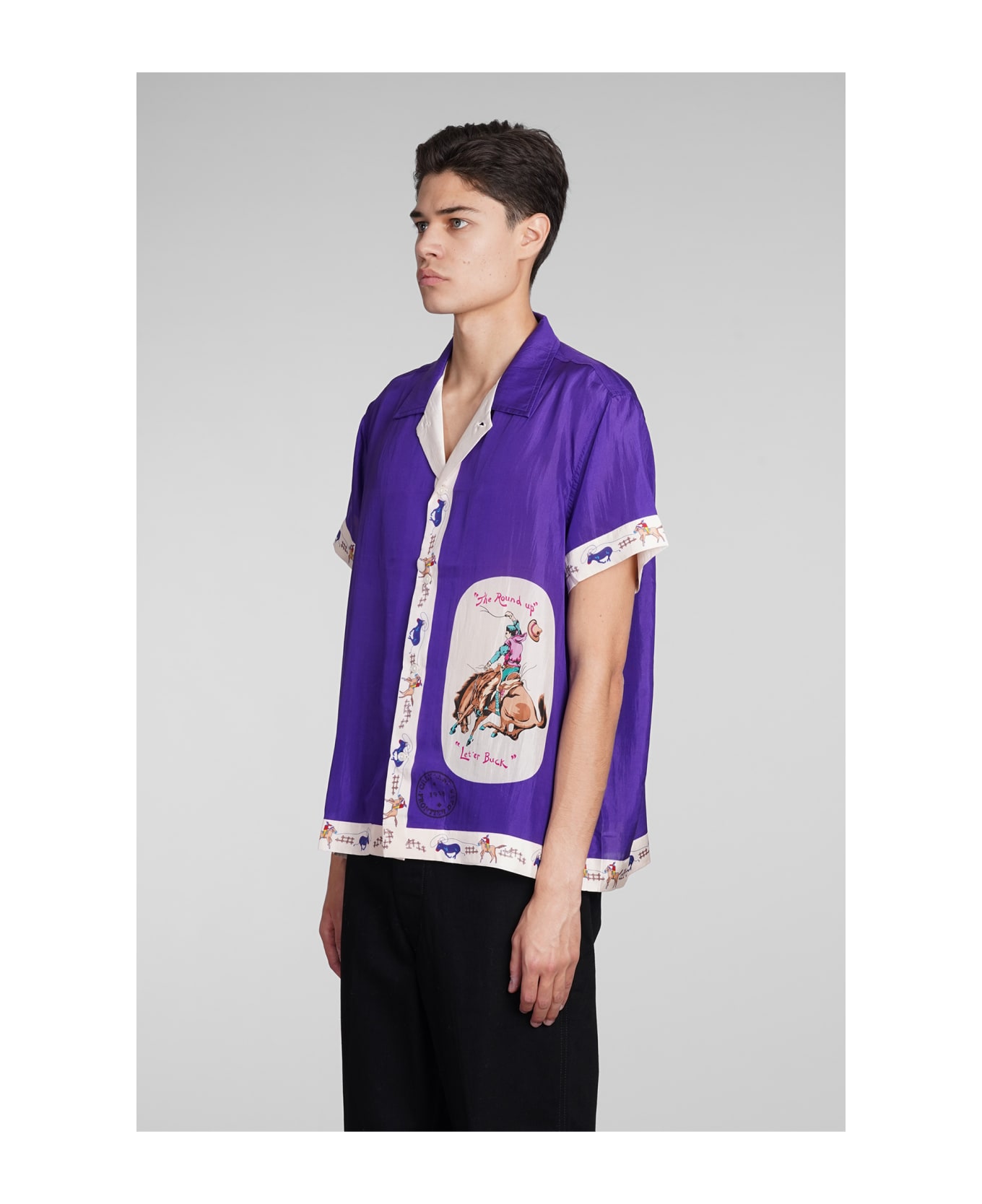 Bode Shirt In Viola Silk - Viola