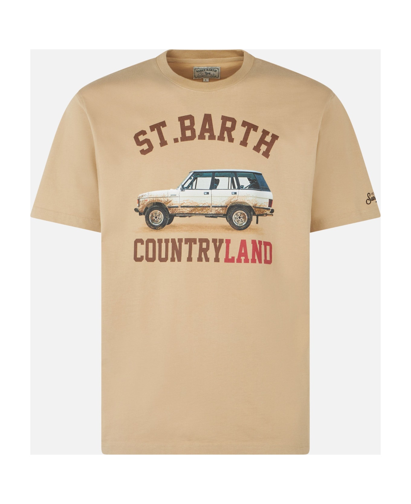 MC2 Saint Barth Man Heavy Cotton T-shirt With St. Barth Countryland Print - WHITE