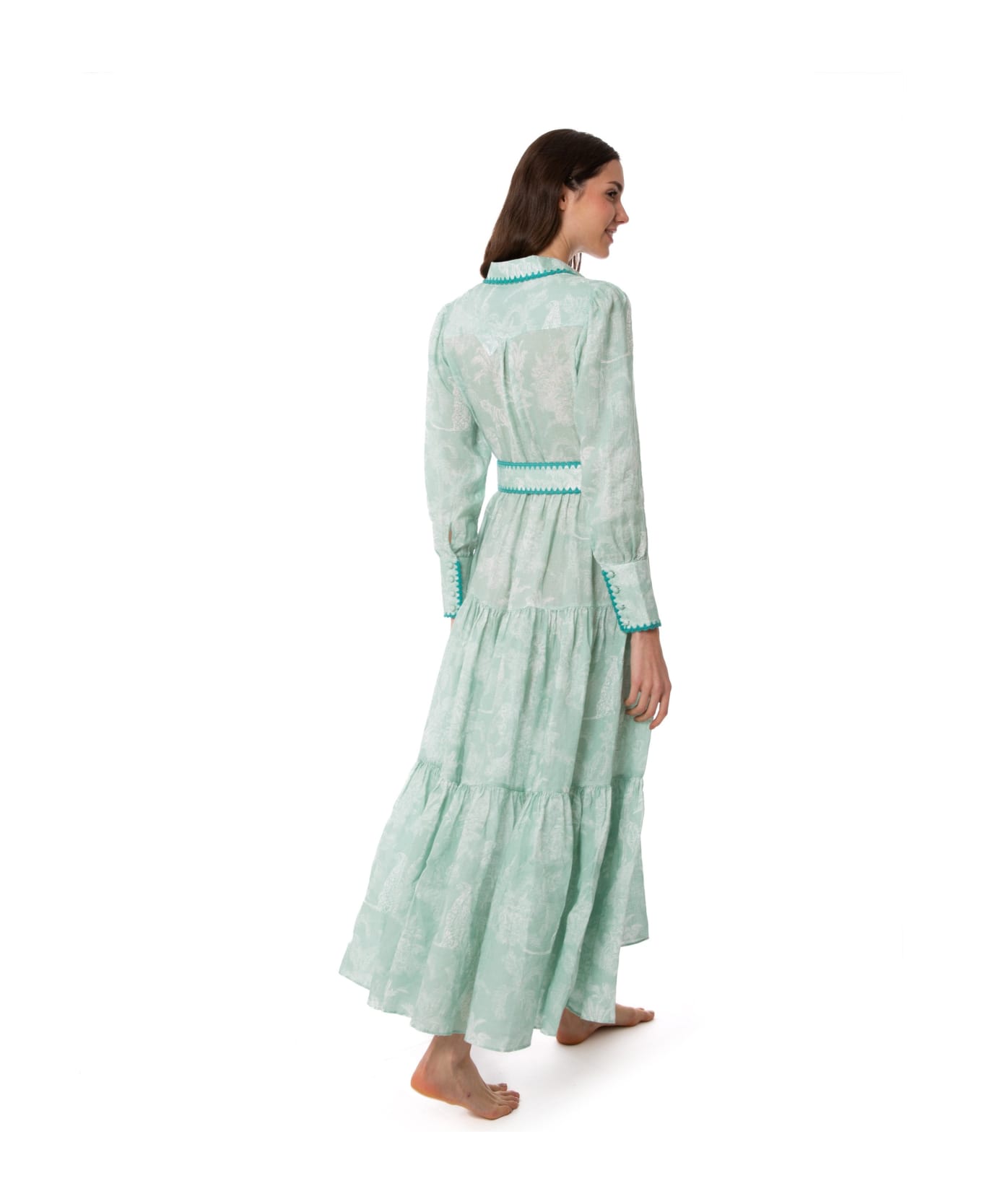 MC2 Saint Barth Woman Linen Long Dress - GREEN ワンピース＆ドレス