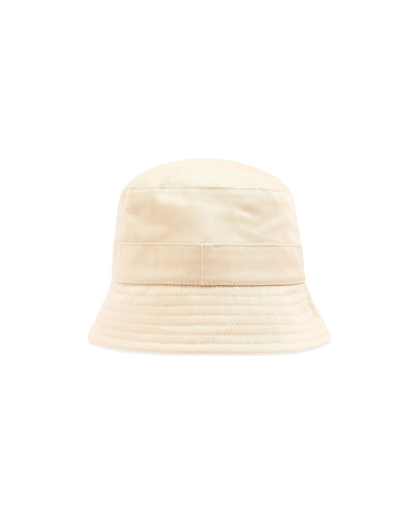 Jacquemus L'enfant Logo Embroidered Narrow Brim Bucket Hat - BEIGE