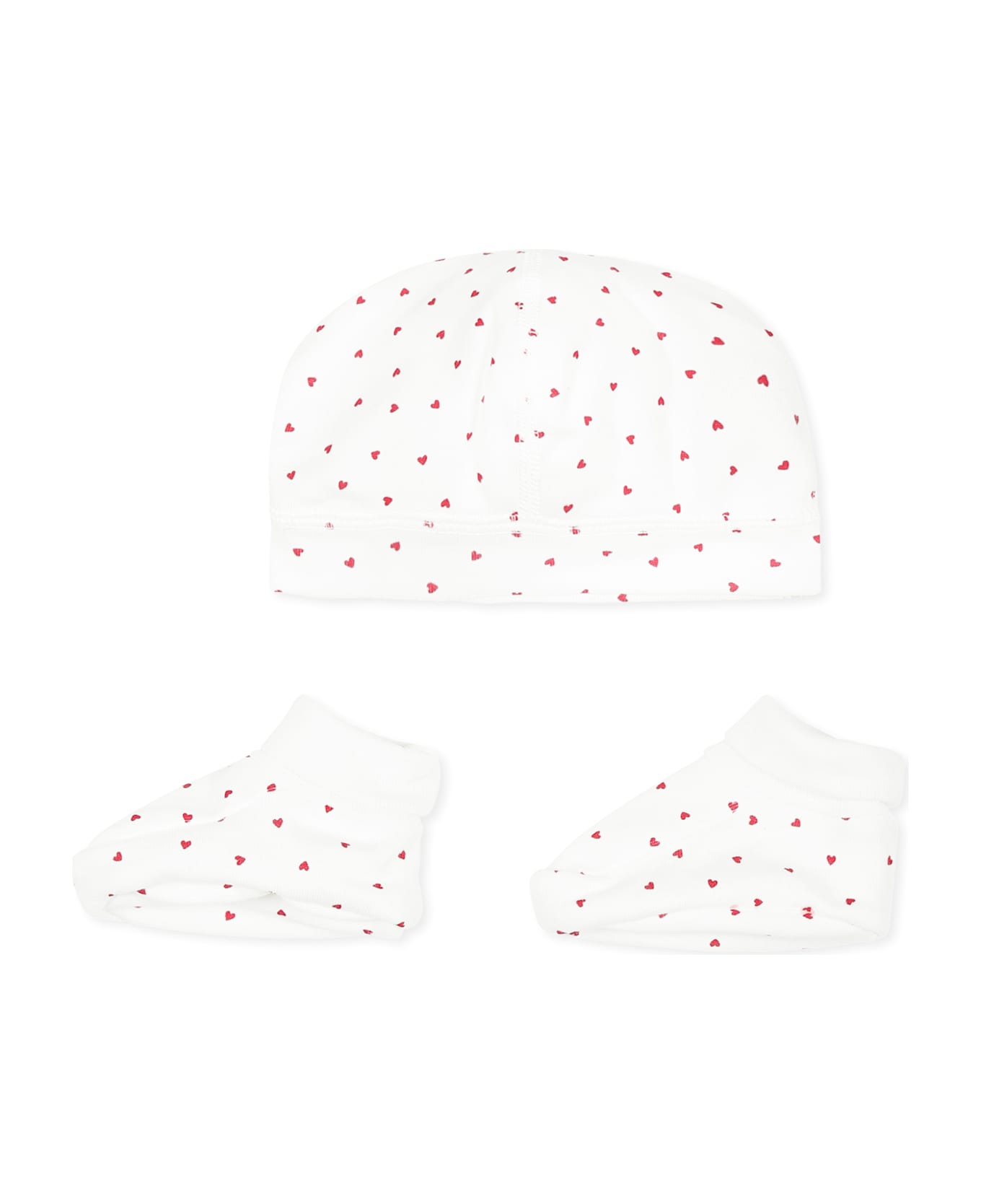 Petit Bateau White Accessory Set For Babykids With Hearts - White