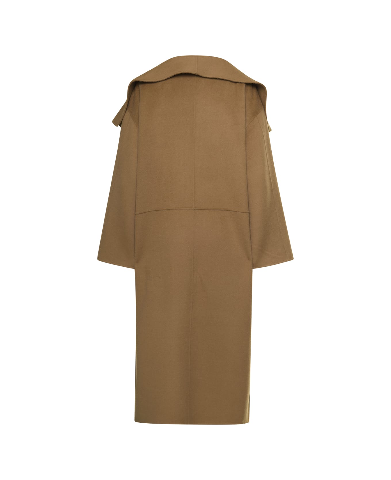 Totême Camel Brown Oversize Coat With Shawl Lapels In Wool And Cashmere Woman Toteme - Camel