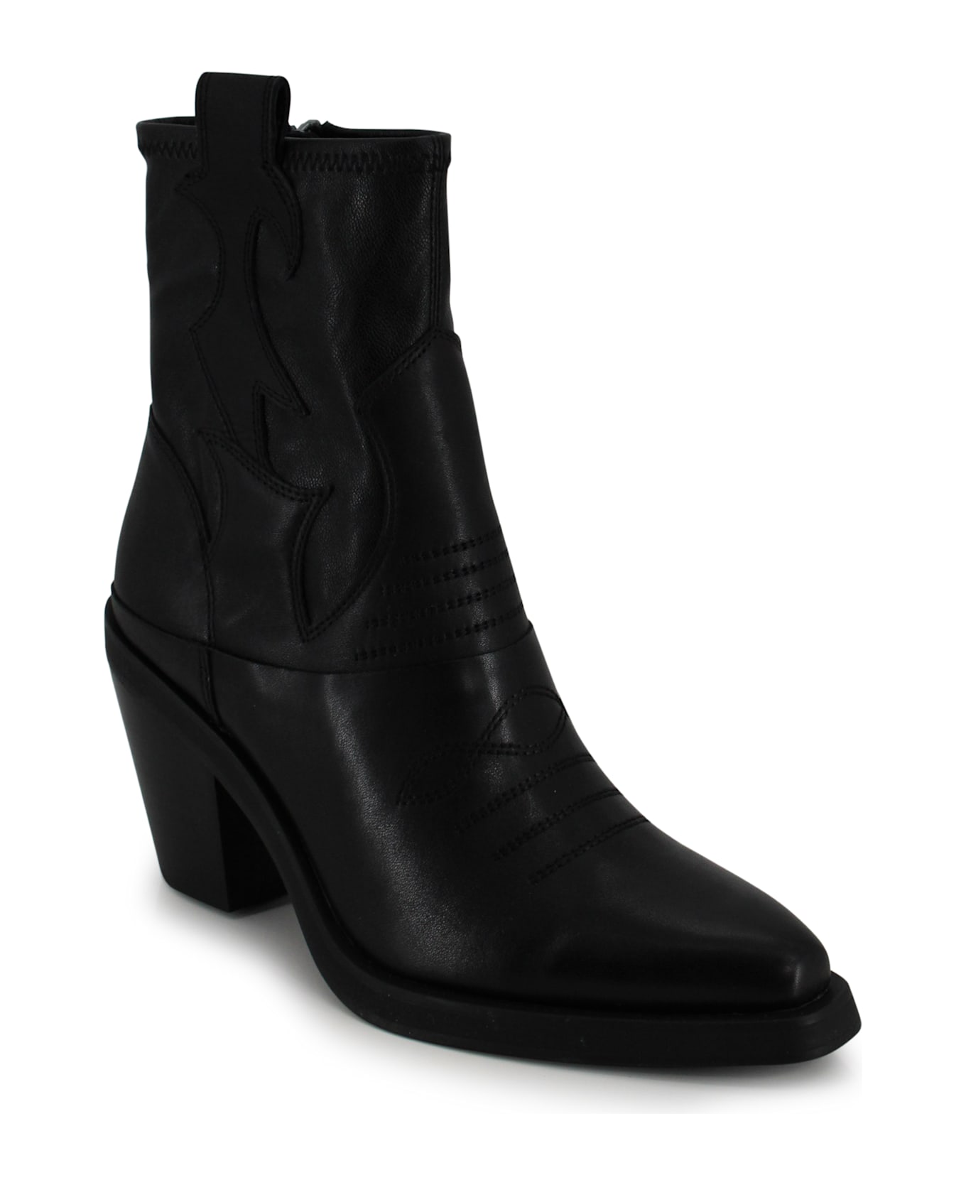 Ash Short Black Cowboy Boot - Black