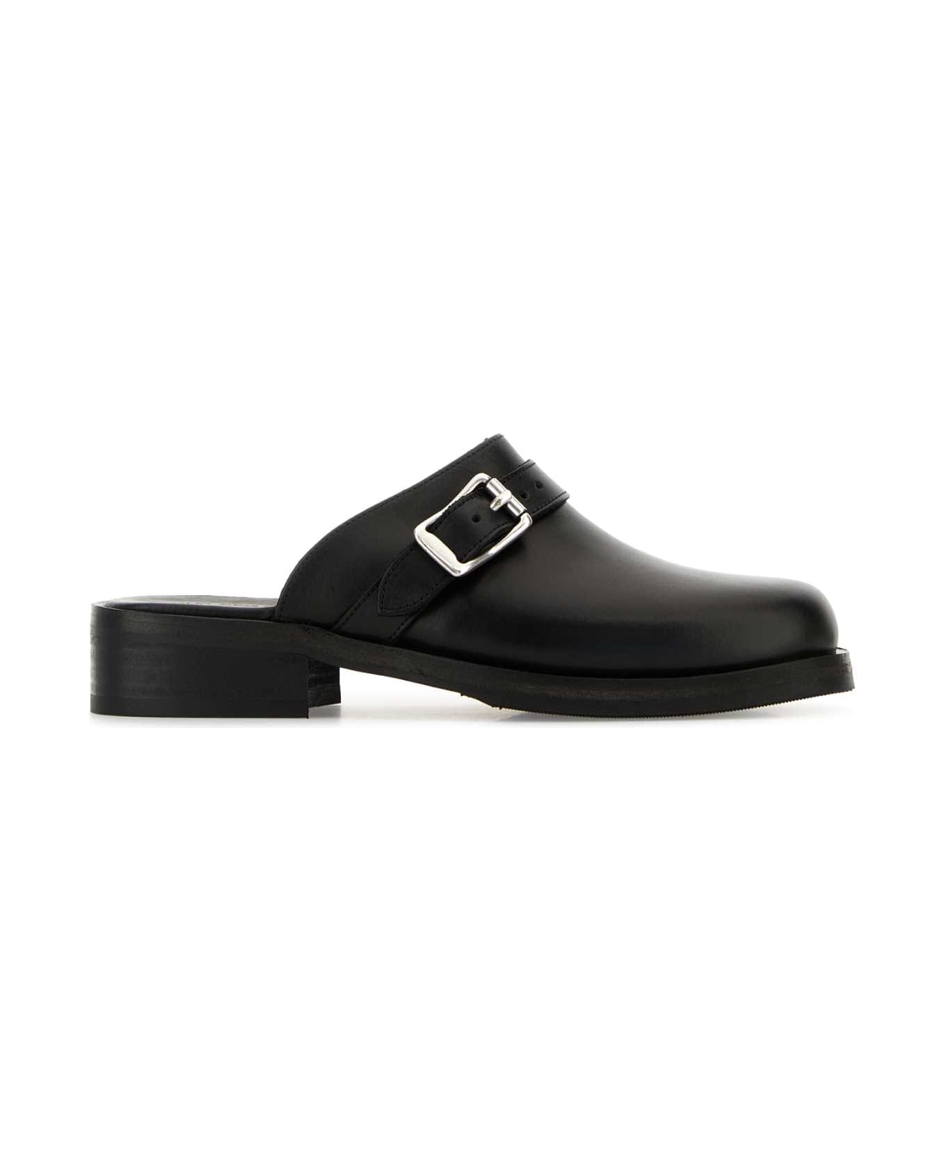 Our Legacy Black Leather Slippers - BLACK LEATHER