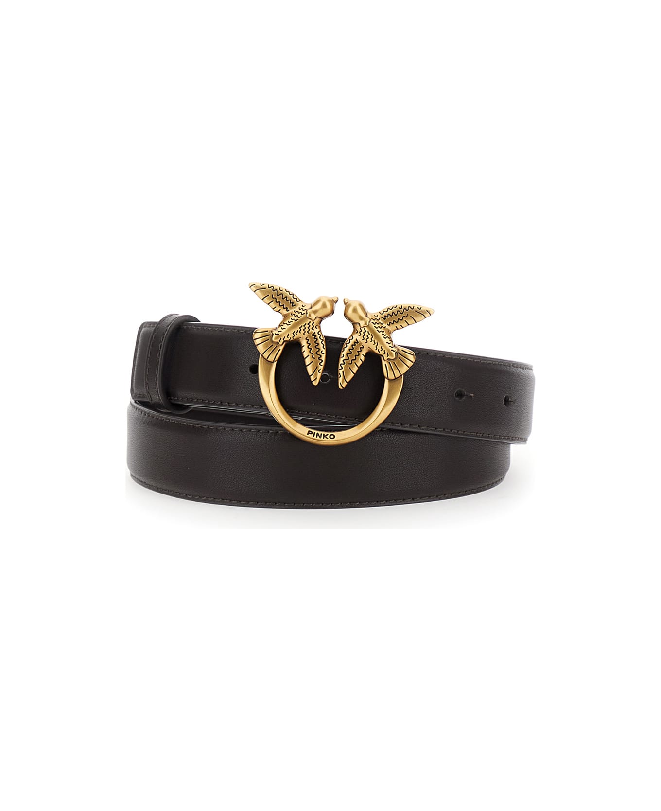 Pinko 
love Birds
 Brown Belt With Logo Buckle In Leather Woman - Brown