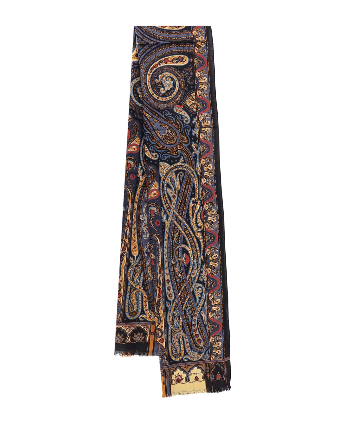 Etro Boheme
 Black Silk Blend Scarf - Black