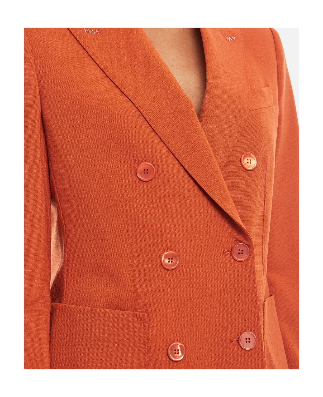 Max Mara Double Breasted Wool Jacket - Orange