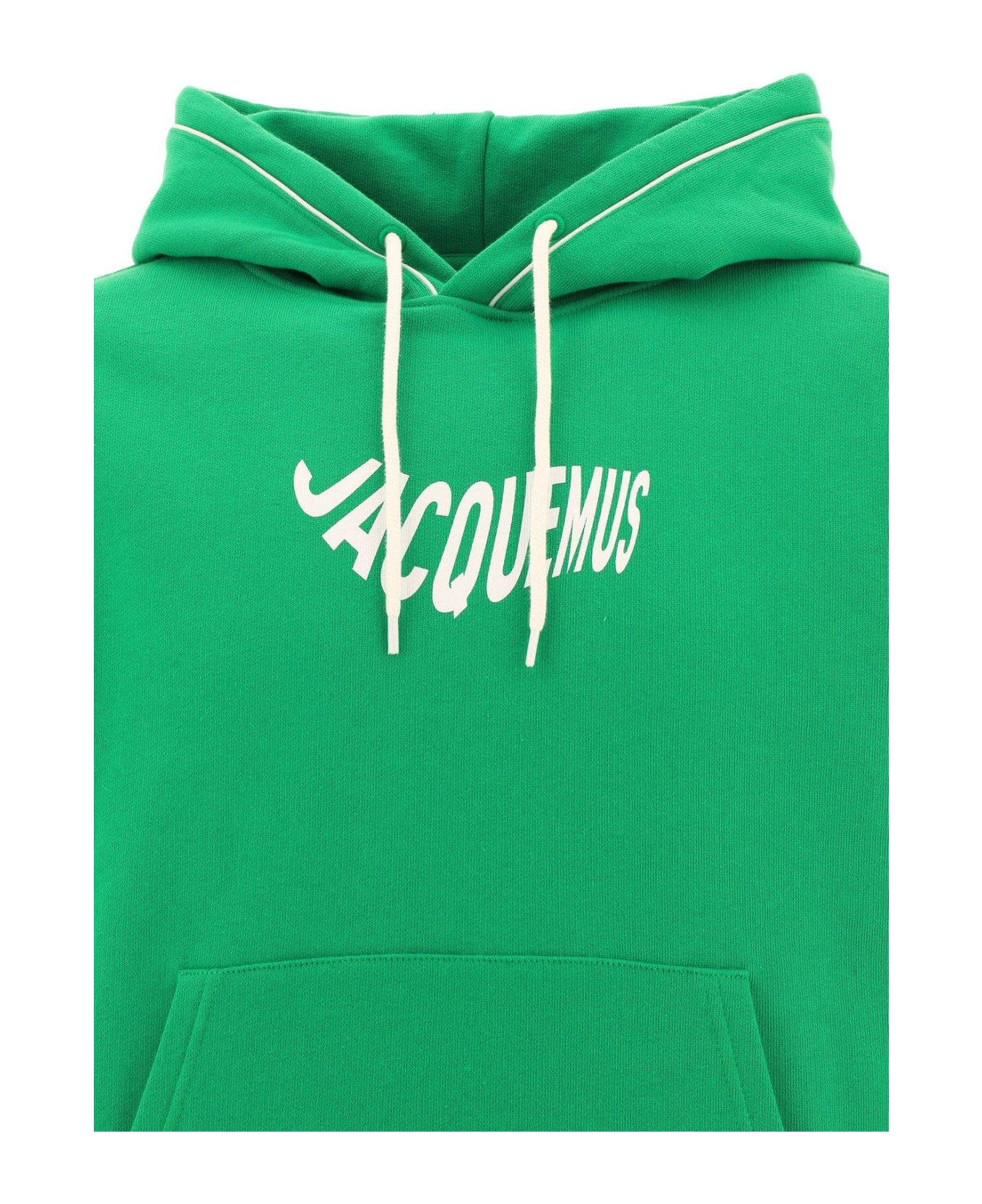 Jacquemus Logo Printed Drawstring Hoodie - Green フリース