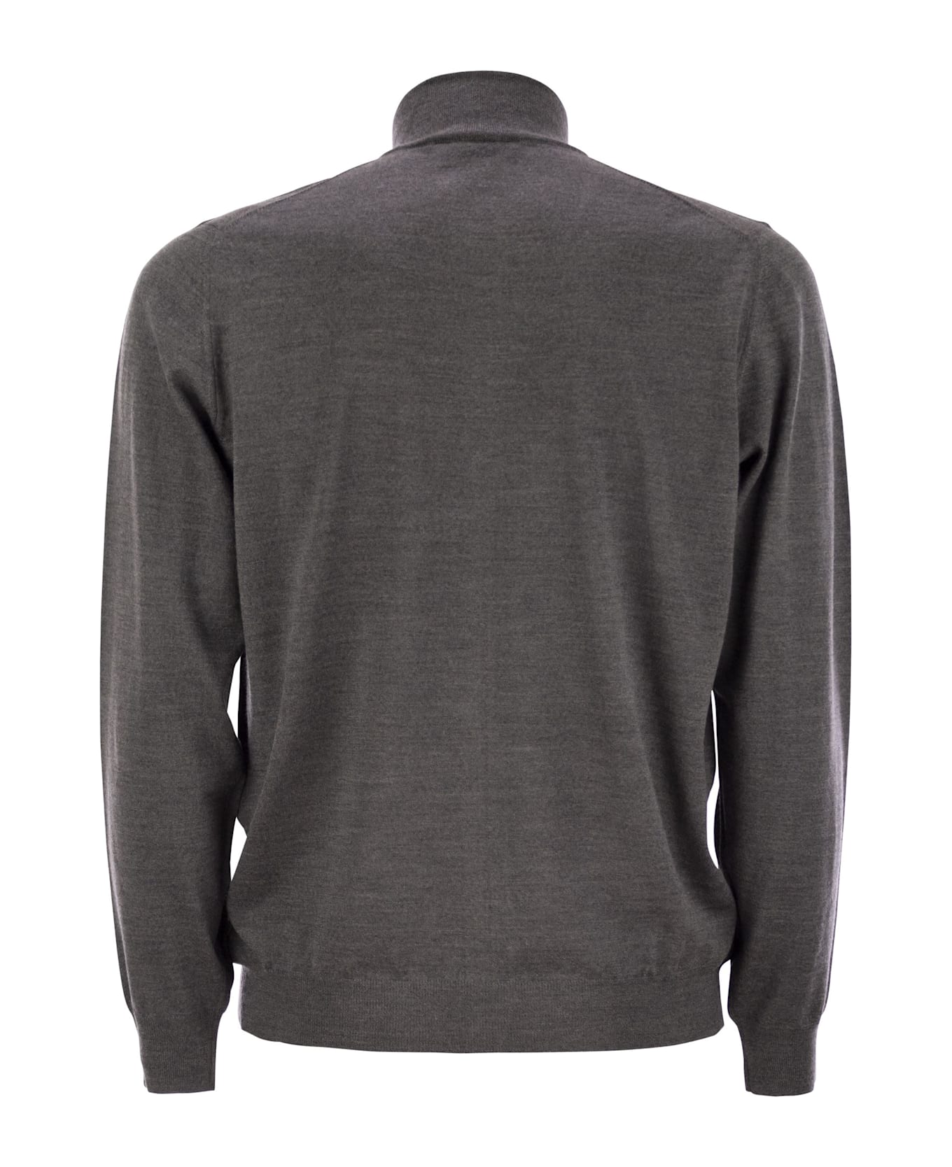 Fedeli Favonio - Virgin Wool Sweater With Full Zipper - Grey