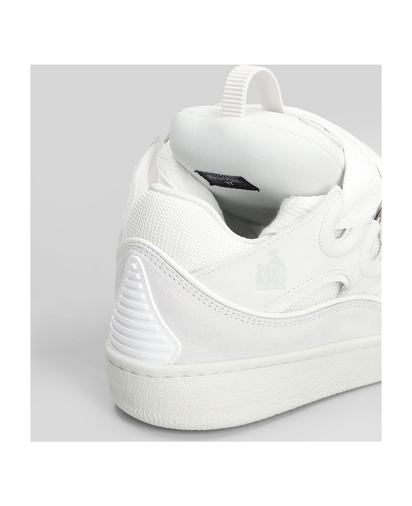 Lanvin Curb Sneakers In White Suede And Leather - white