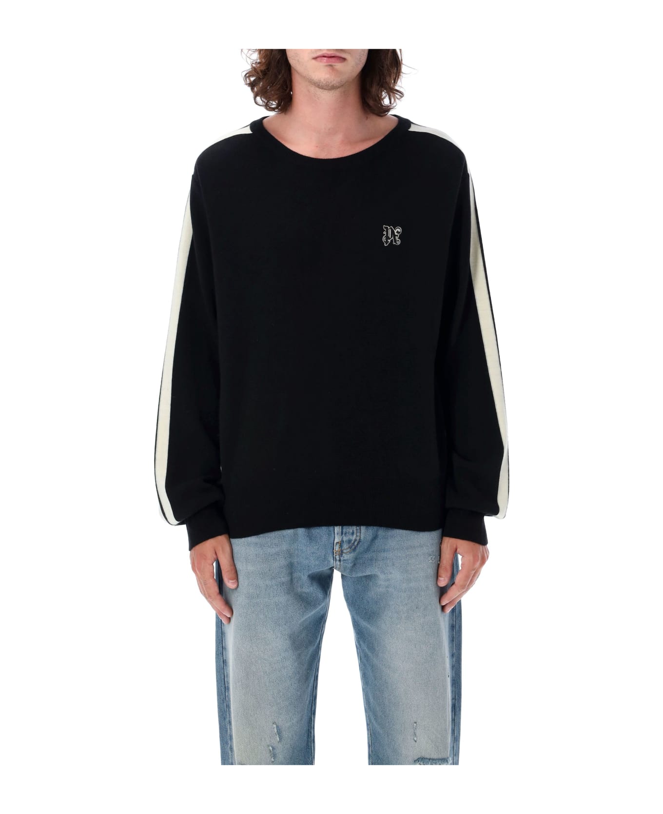 Palm Angels Pa Monogram Track Sweater - BLACK