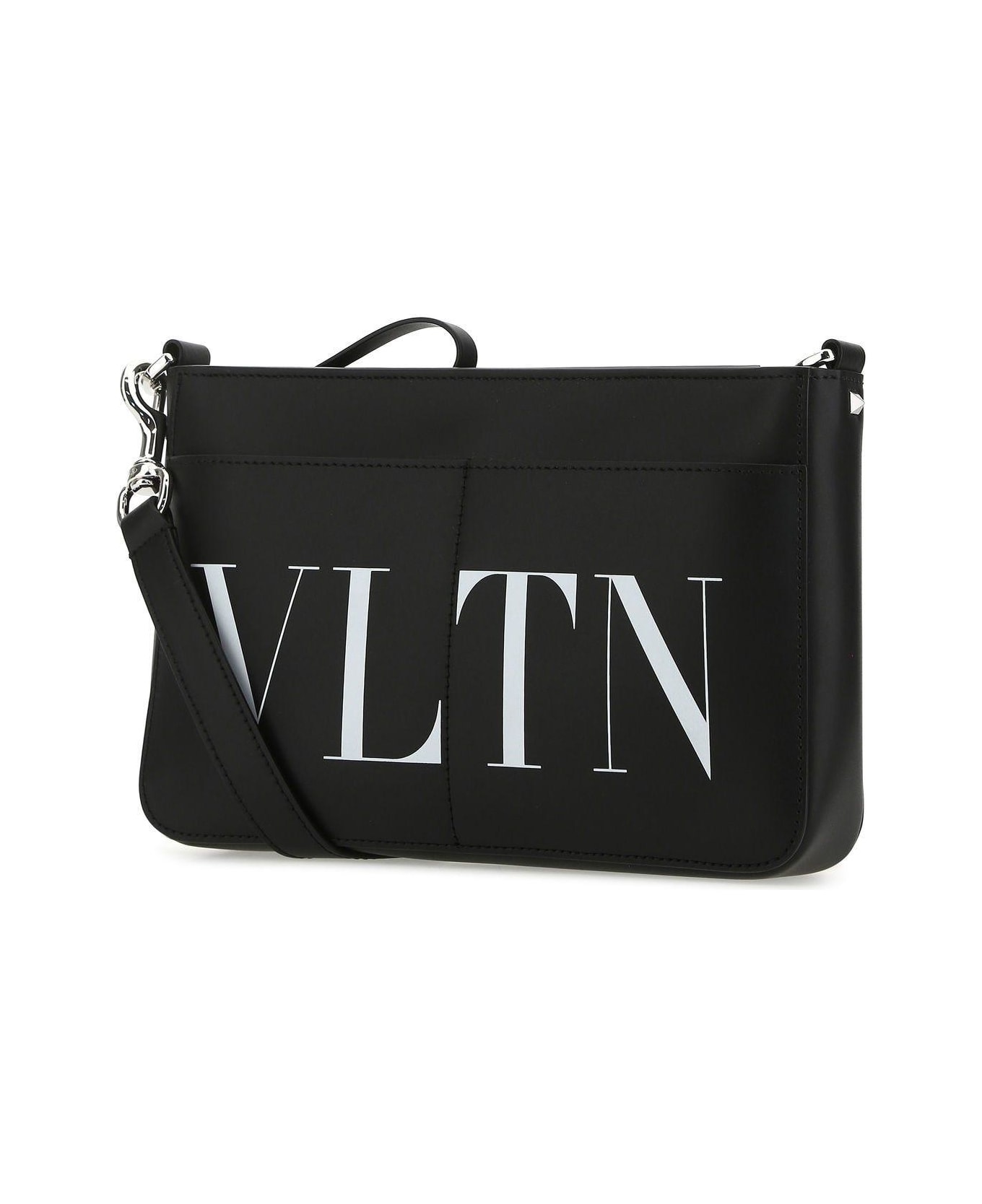 Valentino Garavani Black Leather Crossbody Bag - Nero/bianco ショルダーバッグ