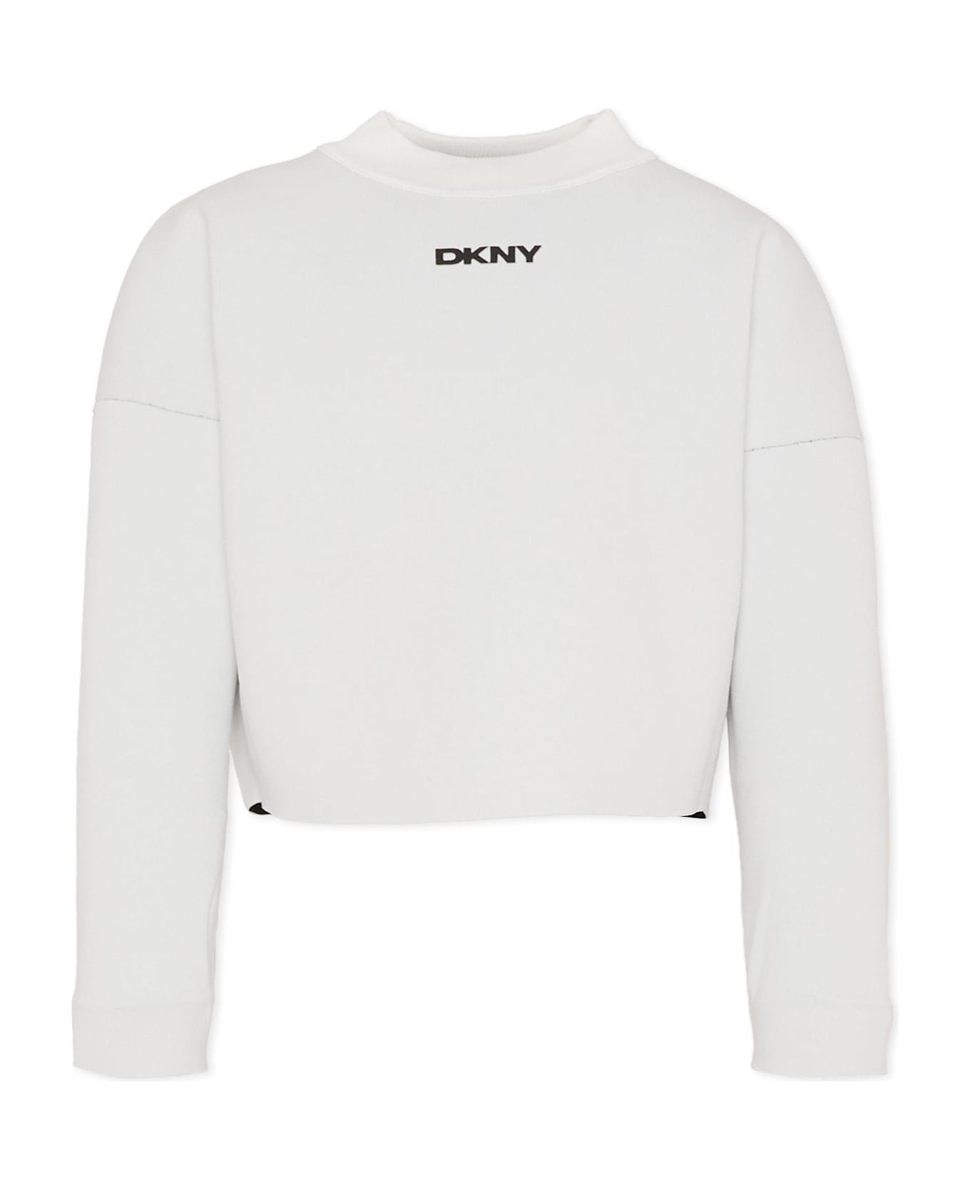 DKNY Reversible Black Crop Sweater For Girl With Logo - Black