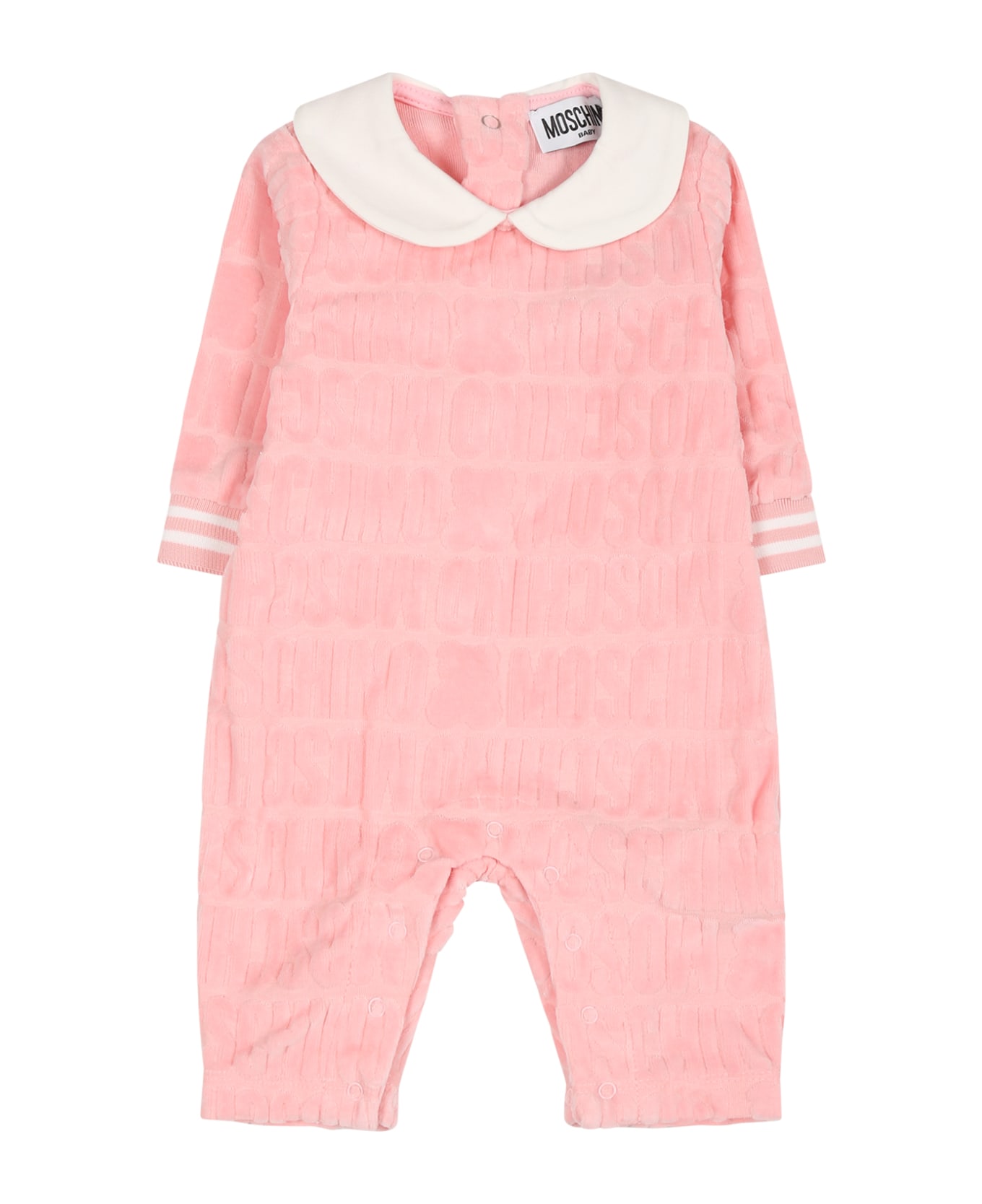 Moschino Pink Set For Baby Girl With Logo - Pink ボディスーツ＆セットアップ