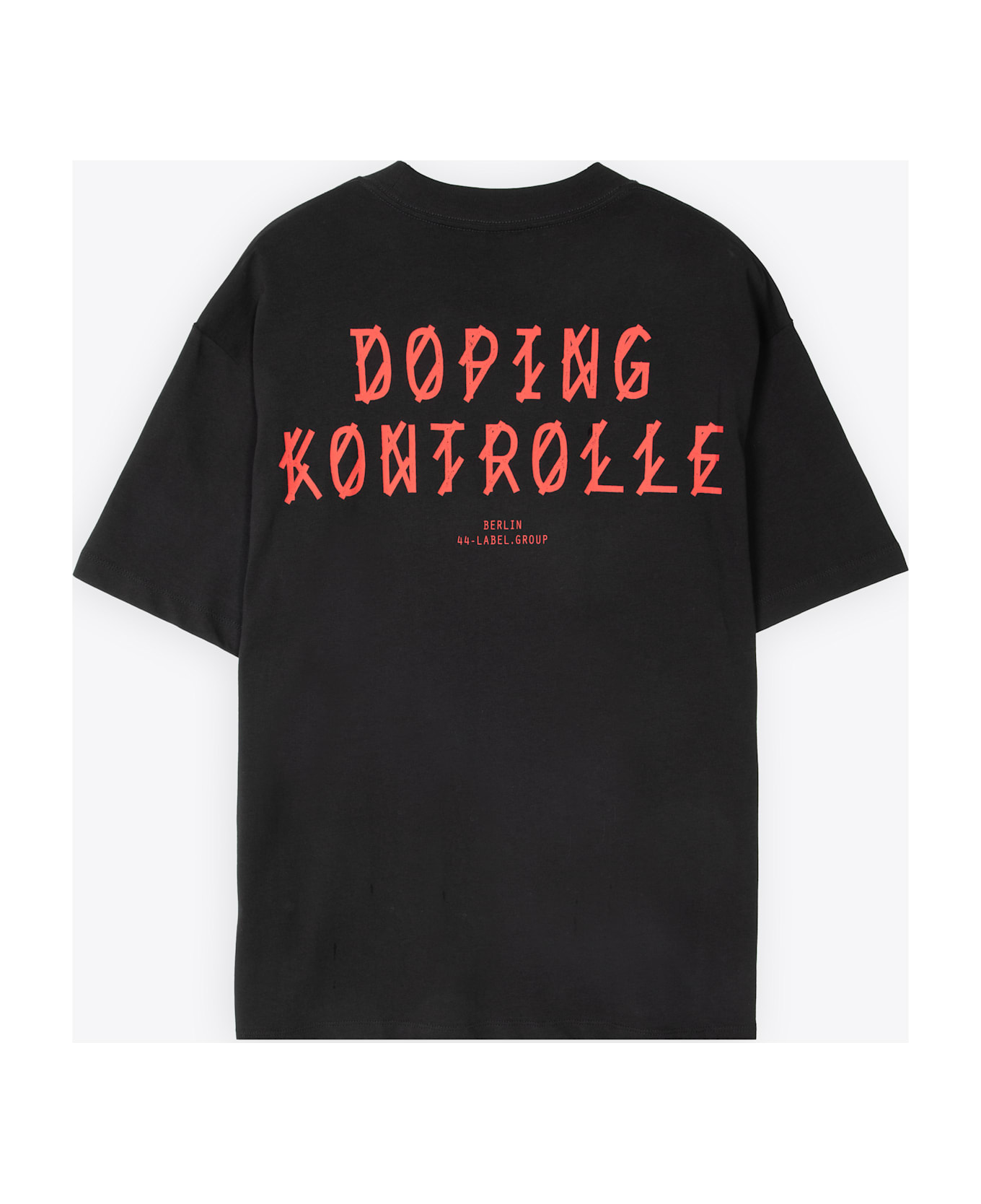 44 Label Group Tee New Bobai Black Cotton T-shirt With Back Graphic Print - Doping Tee - BLACK/RED