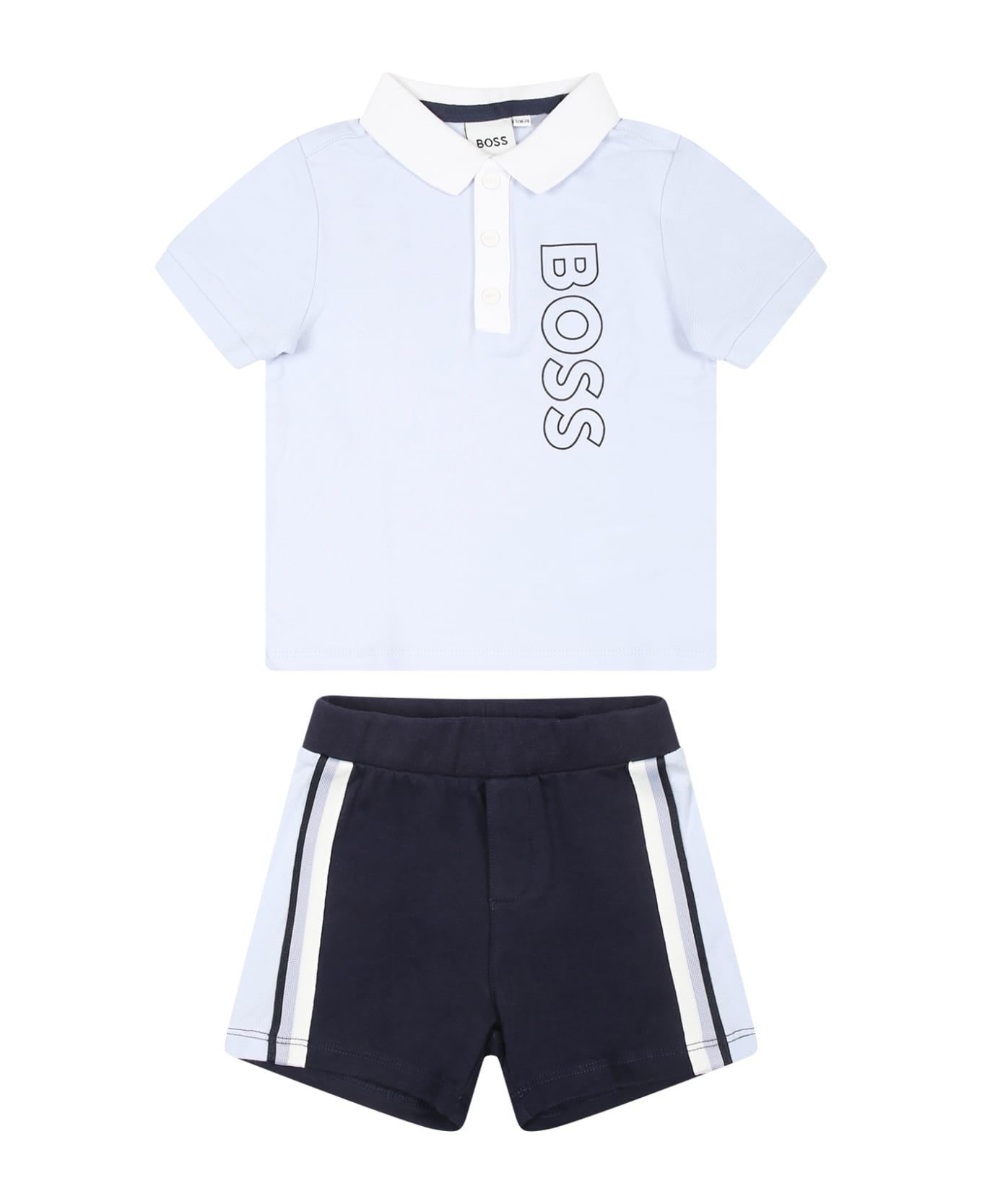 Hugo Boss Light Blue Suit For Baby Oy With Logo - Light Blue ボトムス