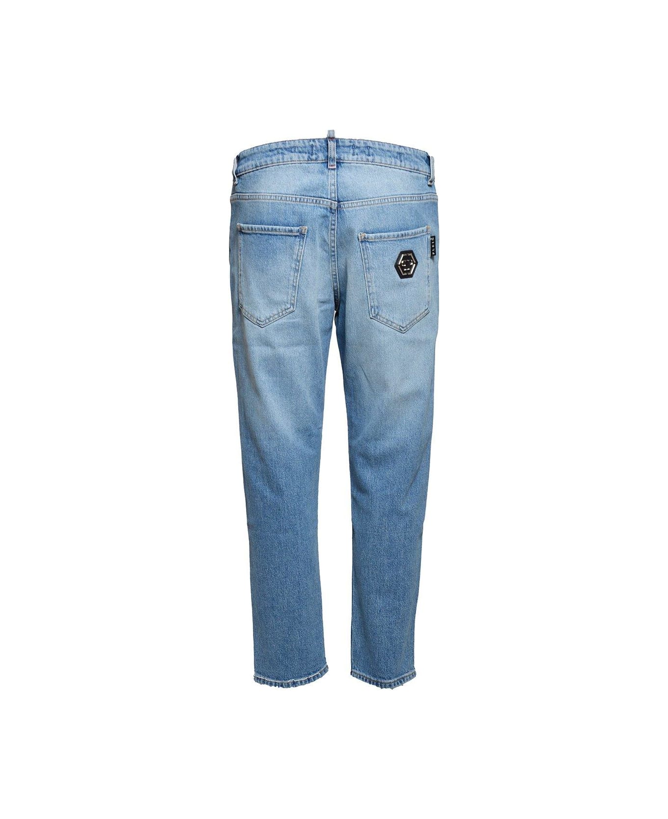 Philipp Plein Detroit Fit Logo-patch Mid-rise Jeans - Blu denim