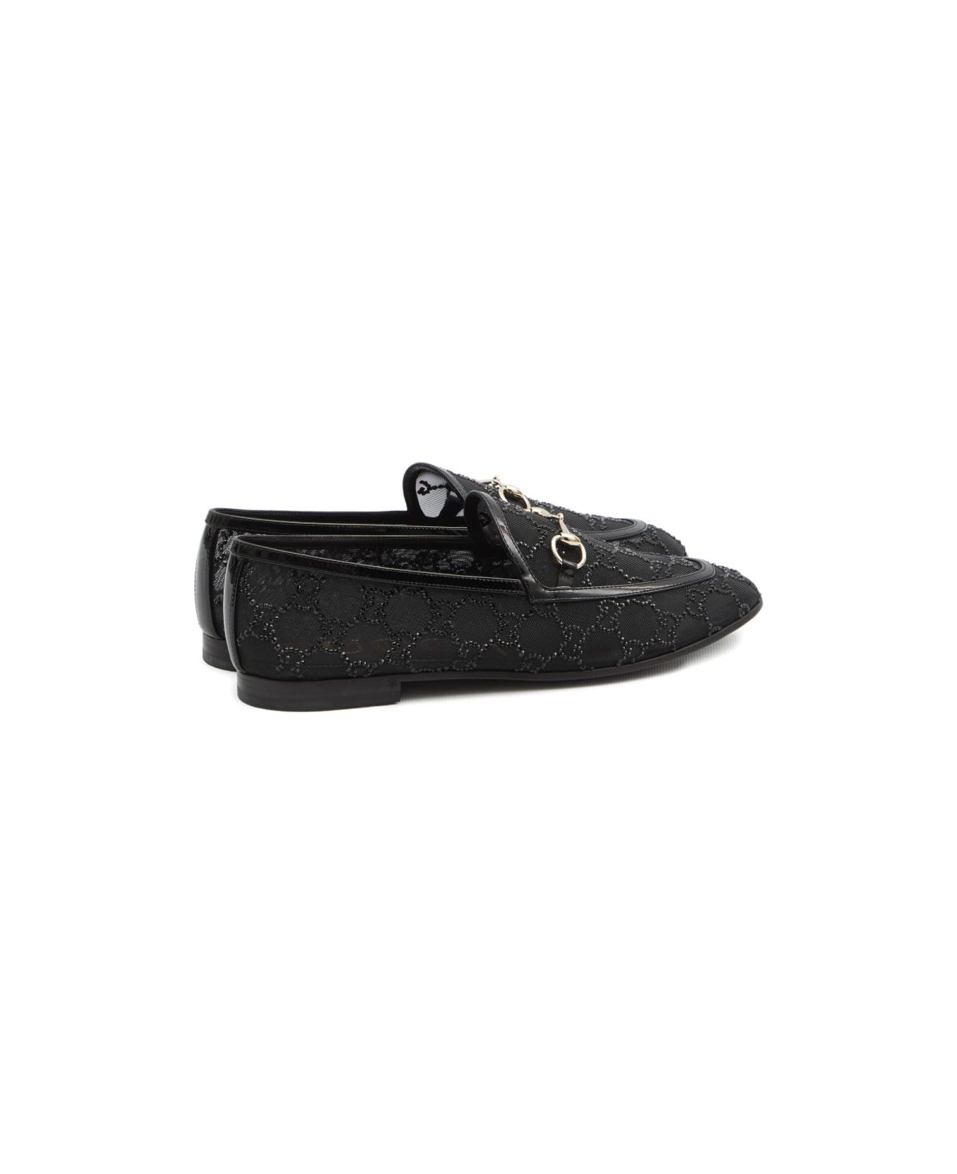 Gucci New Jordaan Gg Crystal Loafers - Black