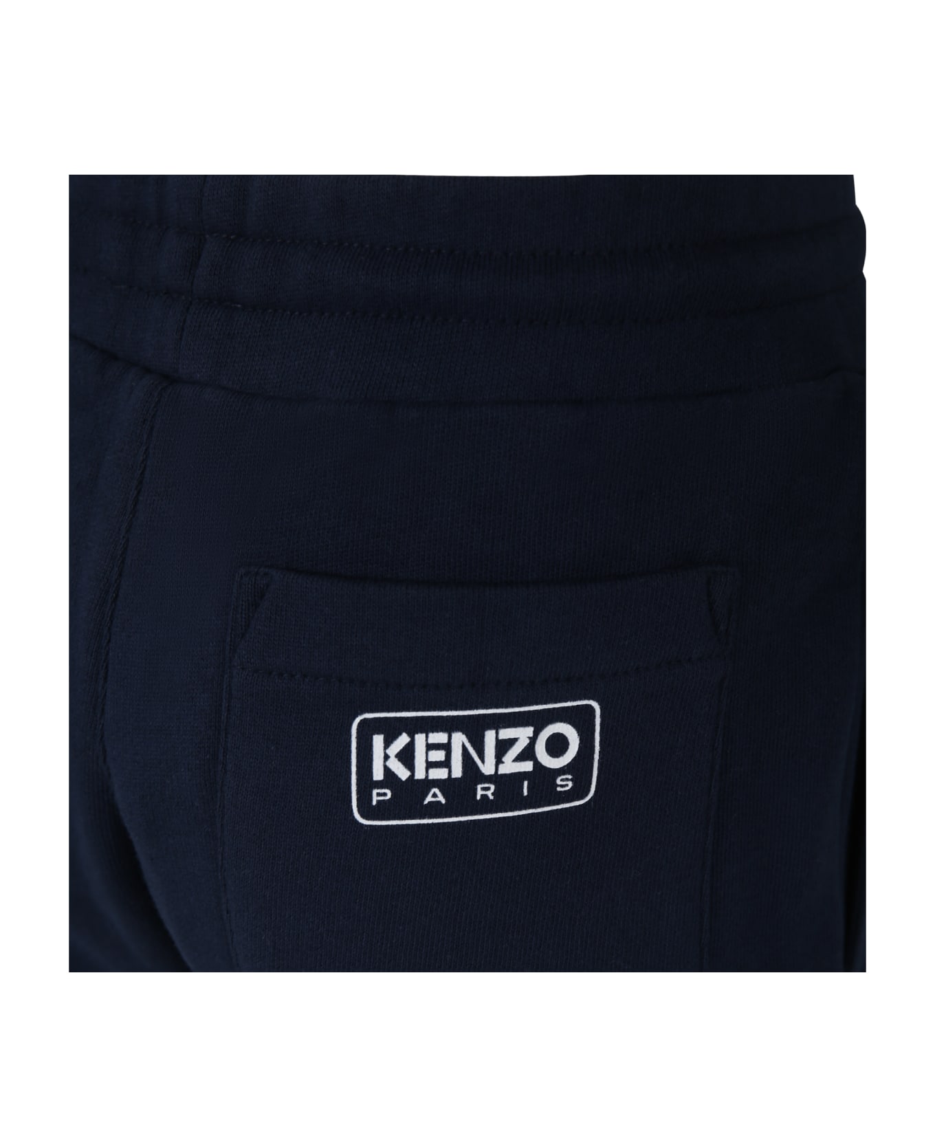 Kenzo Kids Blue Cotone Trousers For Boy With Logo - Blu