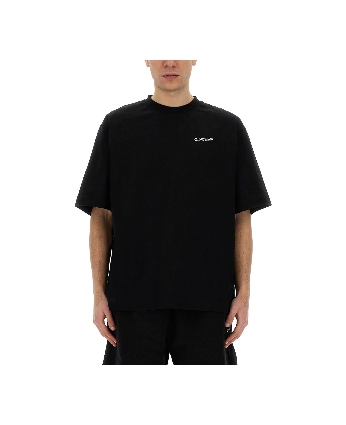 Off-White T-shirt With Logo - BLACK