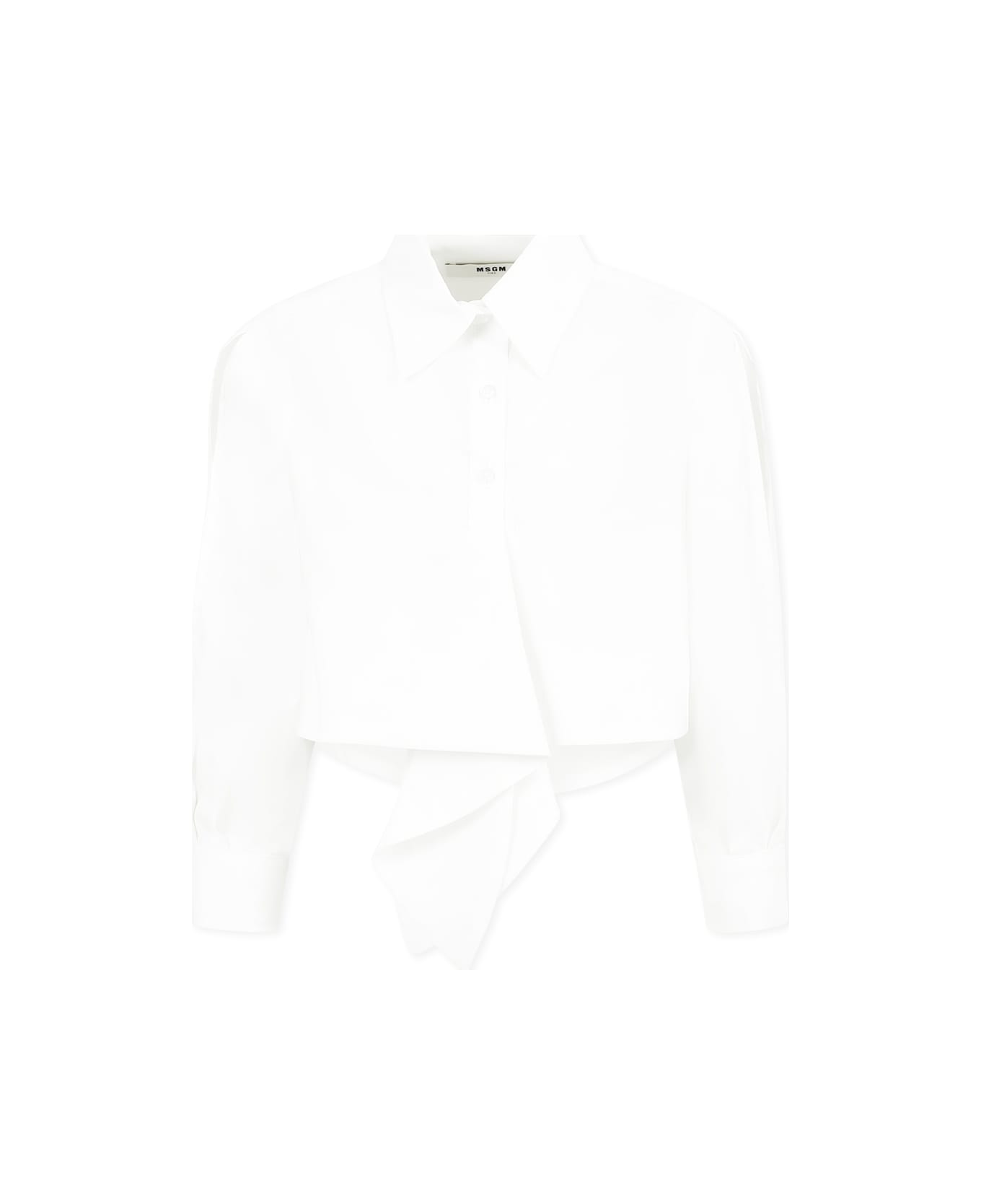 MSGM White Shirt For Girl With Logo - White