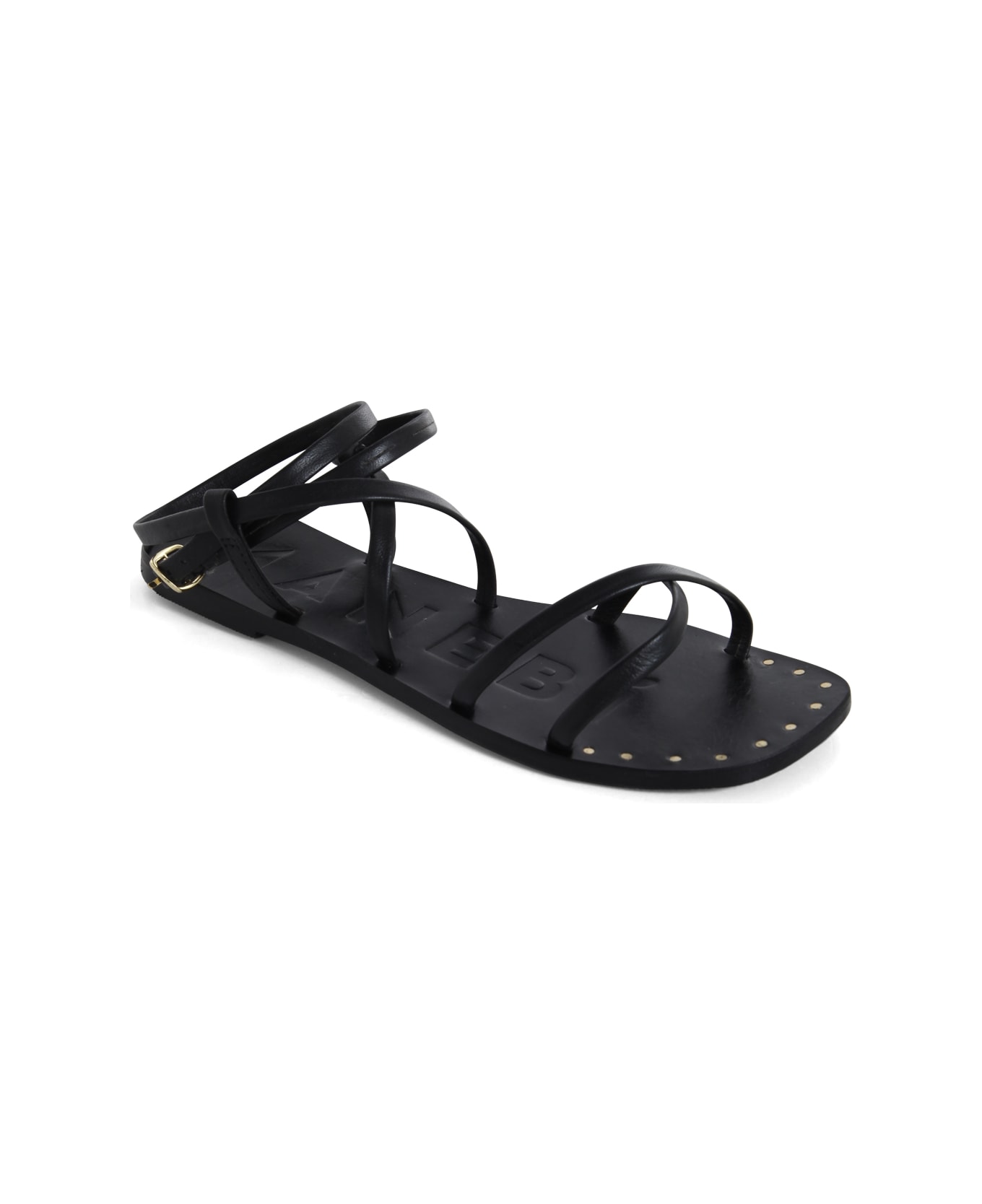 Manebi Tie-up Leather Sandals - All Black