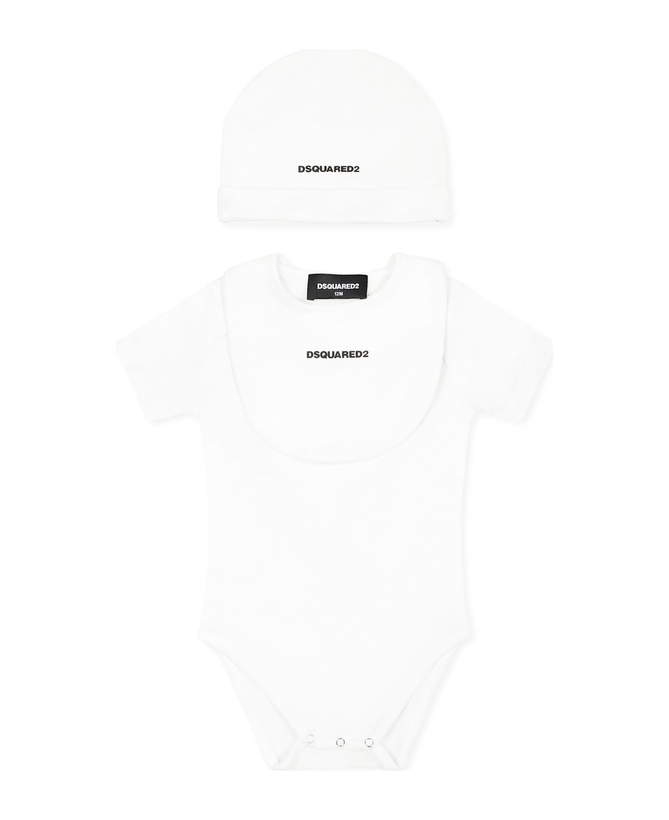 Dsquared2 White Cotton Body Set, - White