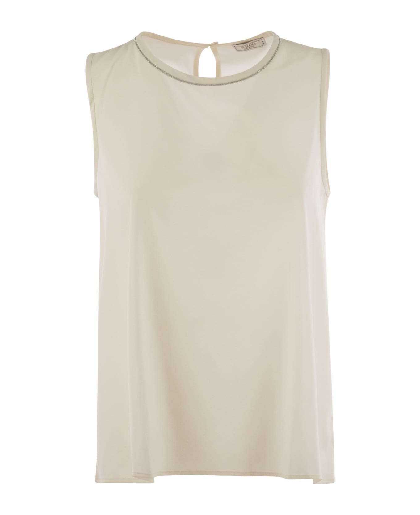 Peserico Stretch Silk Crepe De Chine Top - Pearl