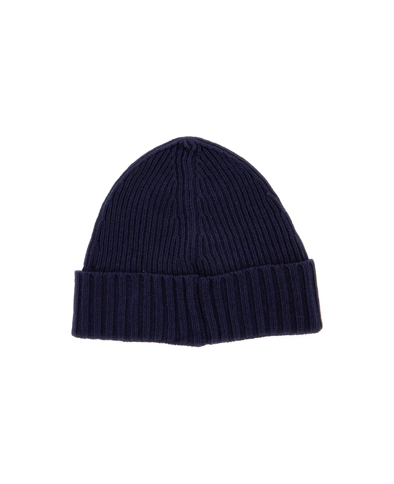 Stone Island Blue Beanie With Logo Patch In Knit Boy