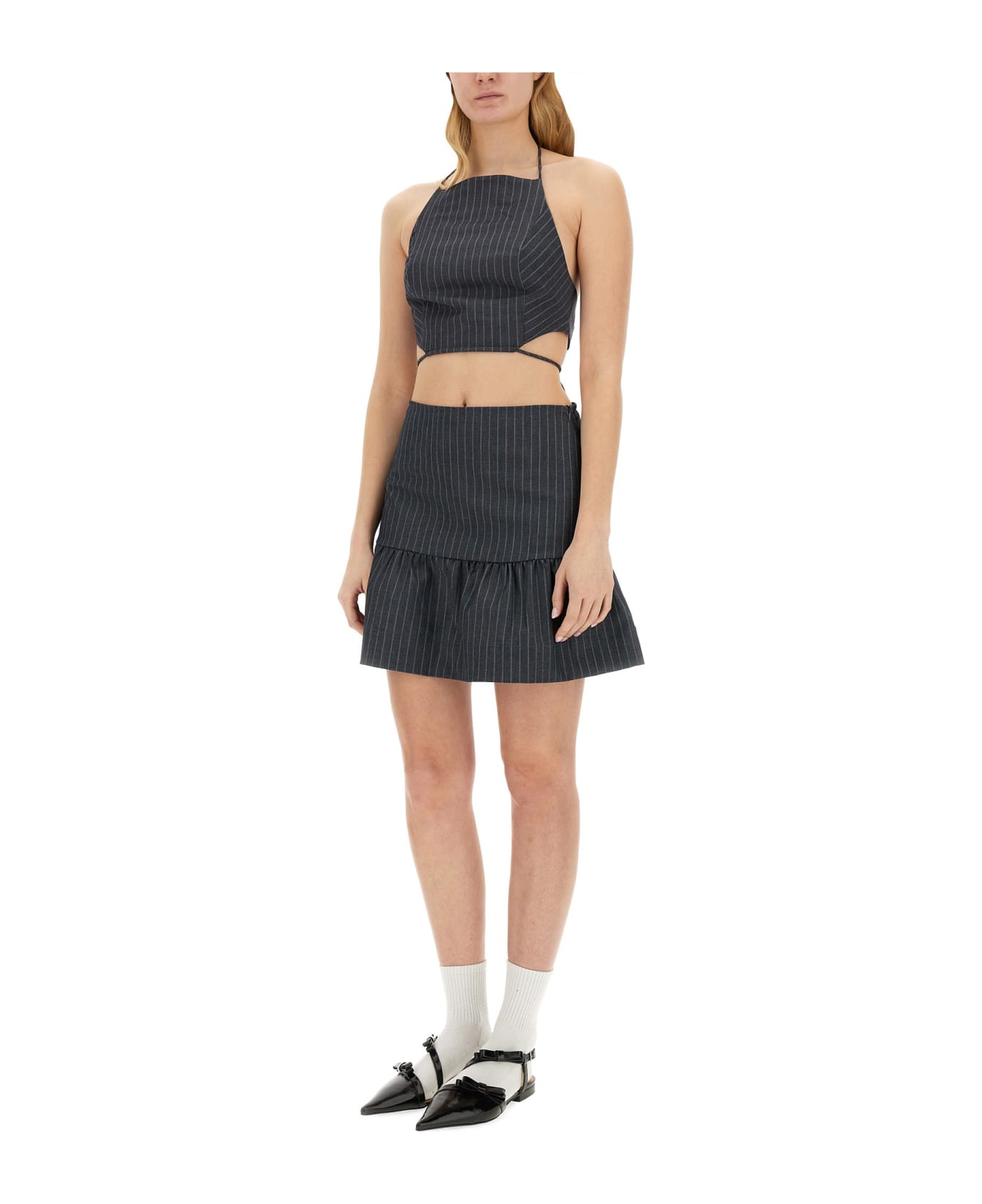 Ganni Flounced Mini Skirt - Grigio