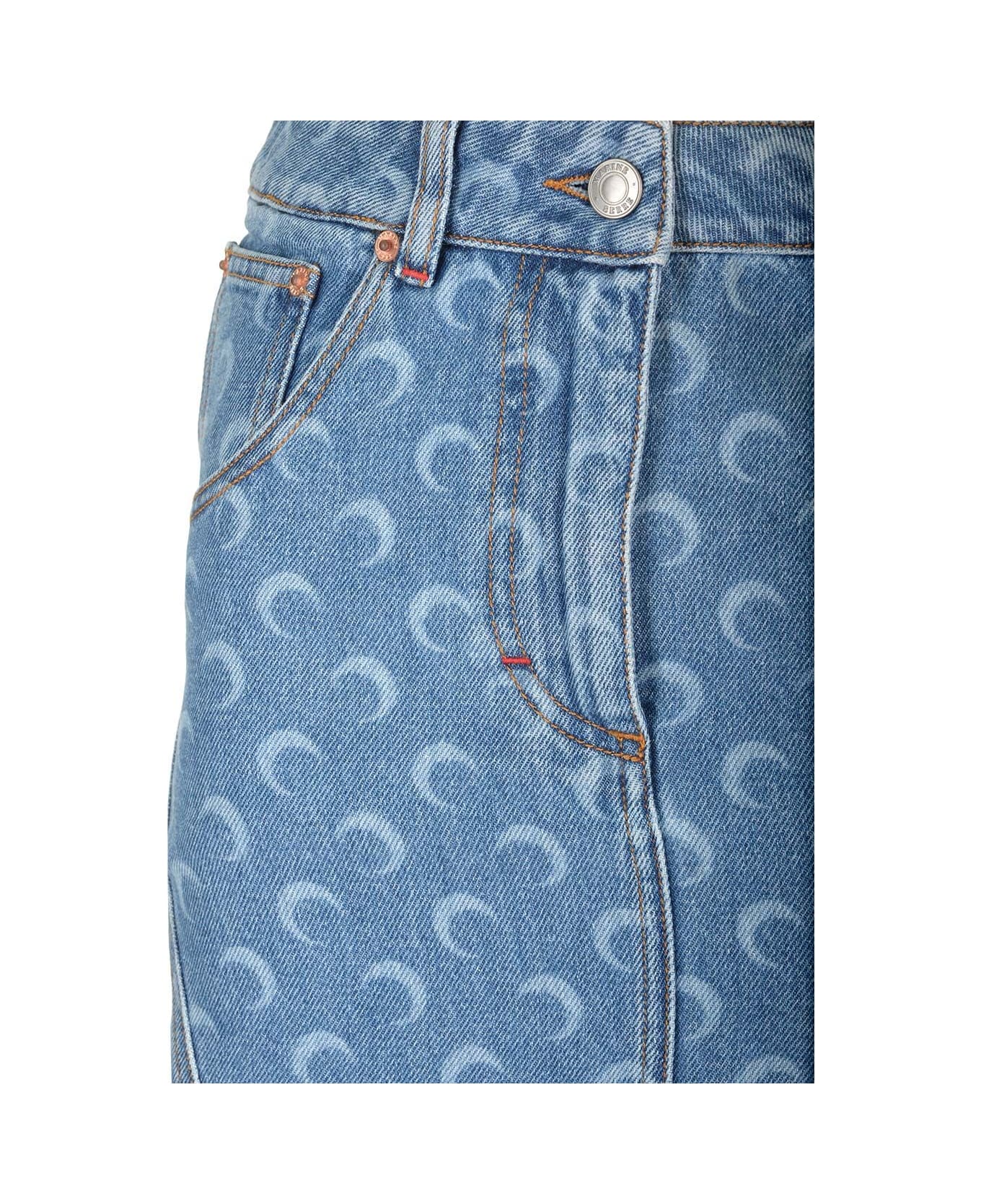 Marine Serre "moon" Mini Skirt - Light blue