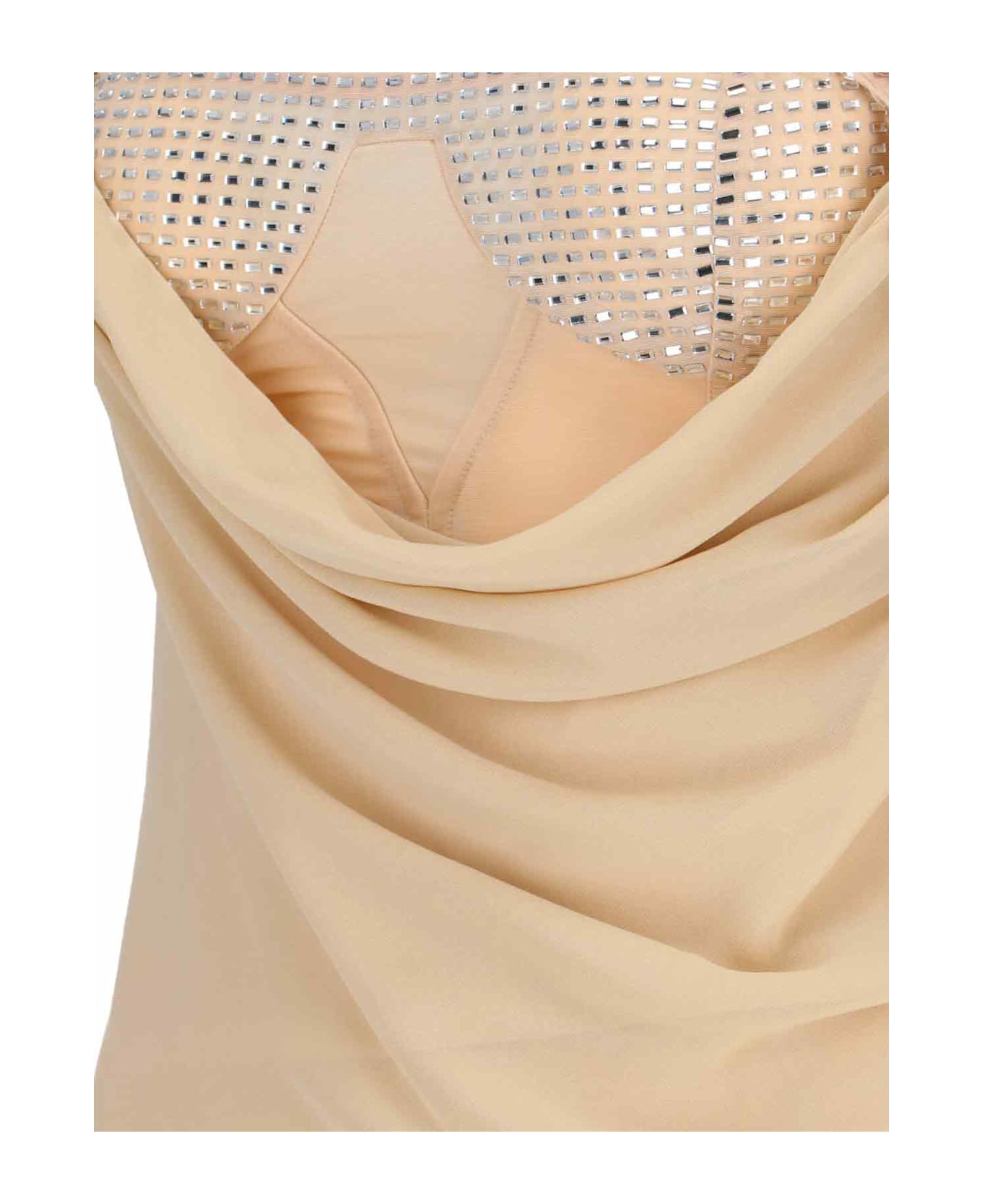 The Attico Midi Dress With Rhinestones - Beige