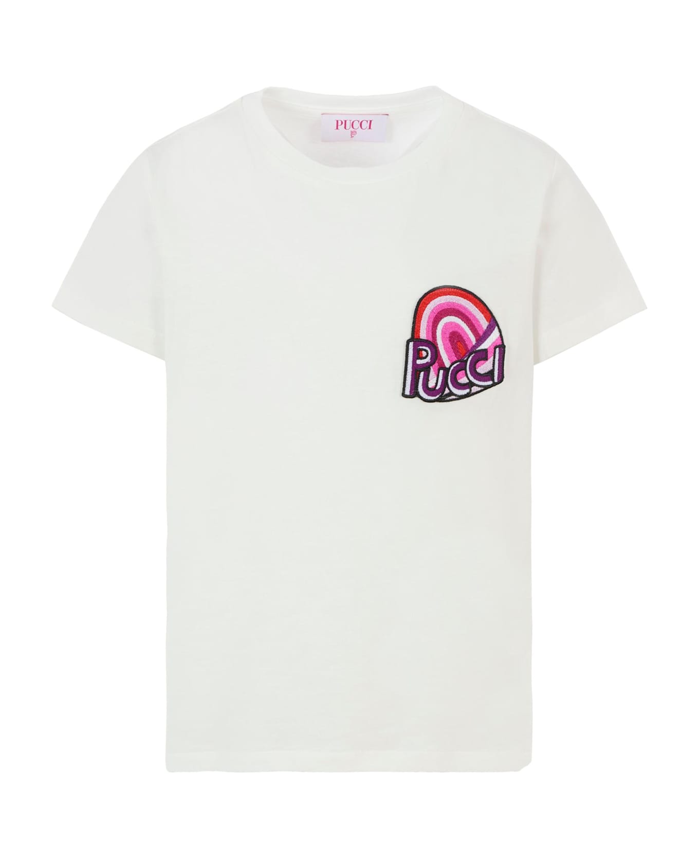 Pucci White T-shirt For Girl With Logo - White