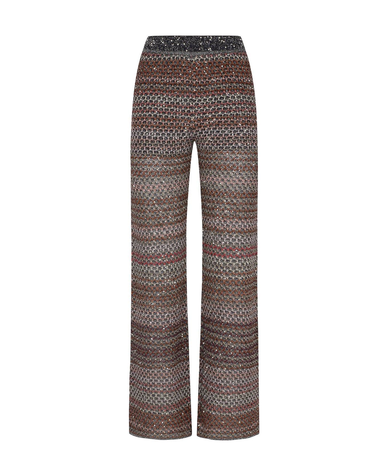 Missoni Sequin Embellished Flared Knitted Trousers - Black