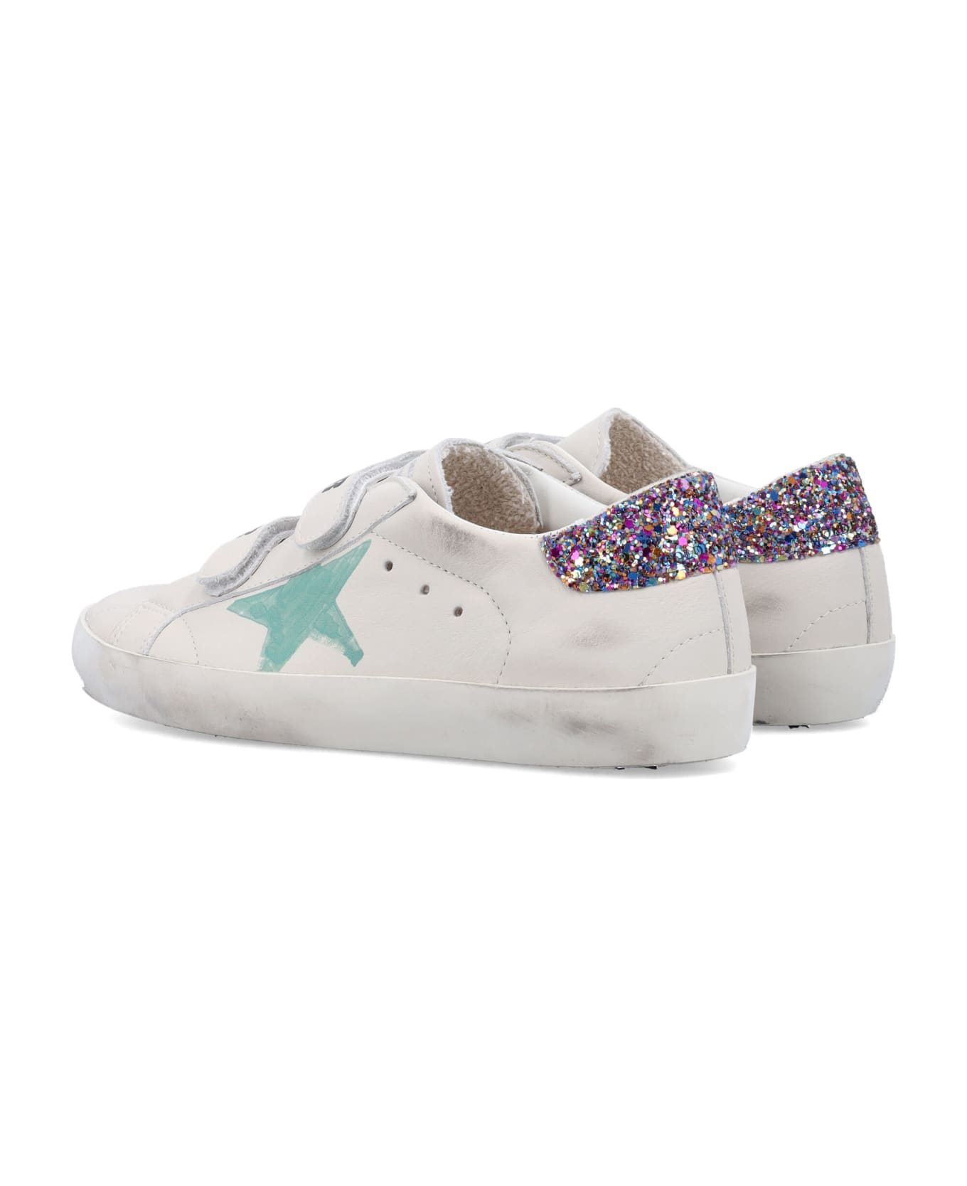 Golden Goose Kid - Old School Sneakers - WHITE/AQUA GREEN