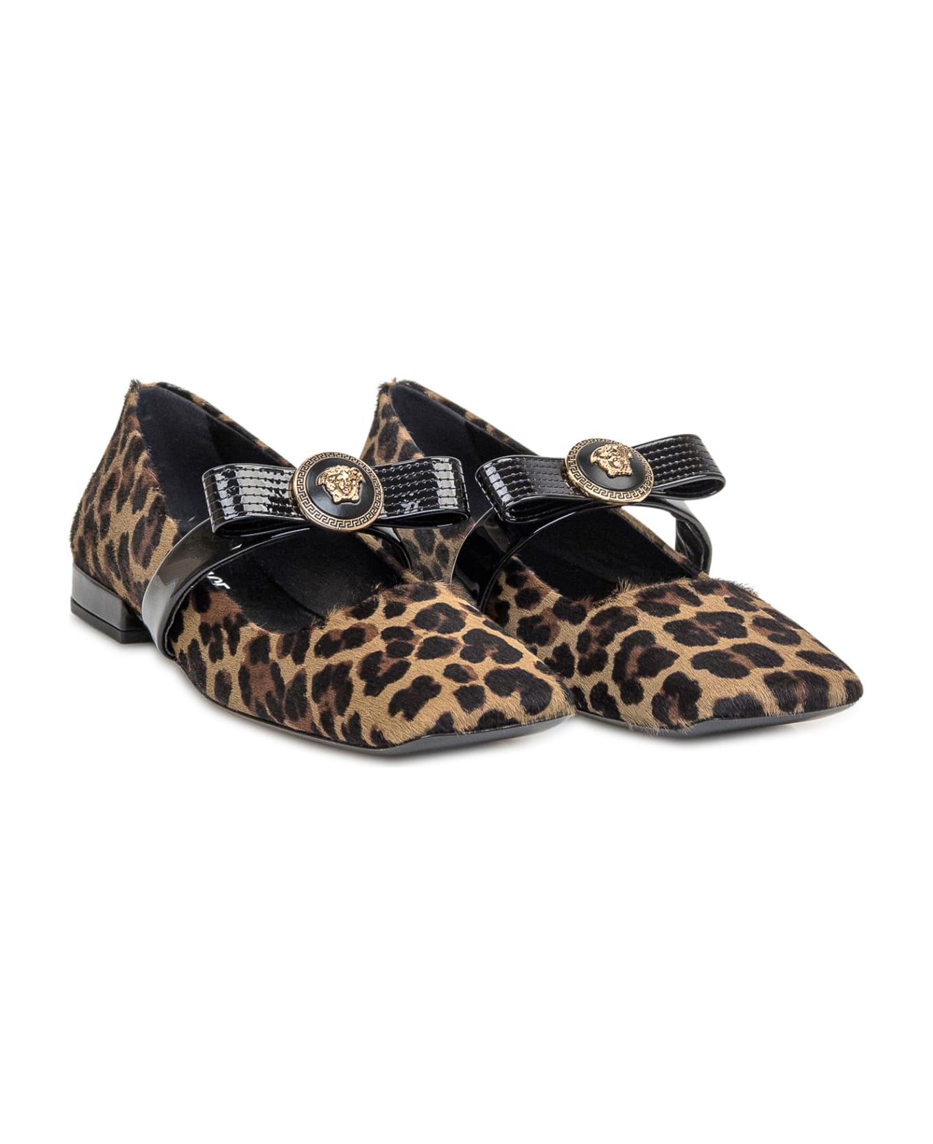 Versace Brown And Black Flats - BROWN-BLACK-VERSACE GOLD