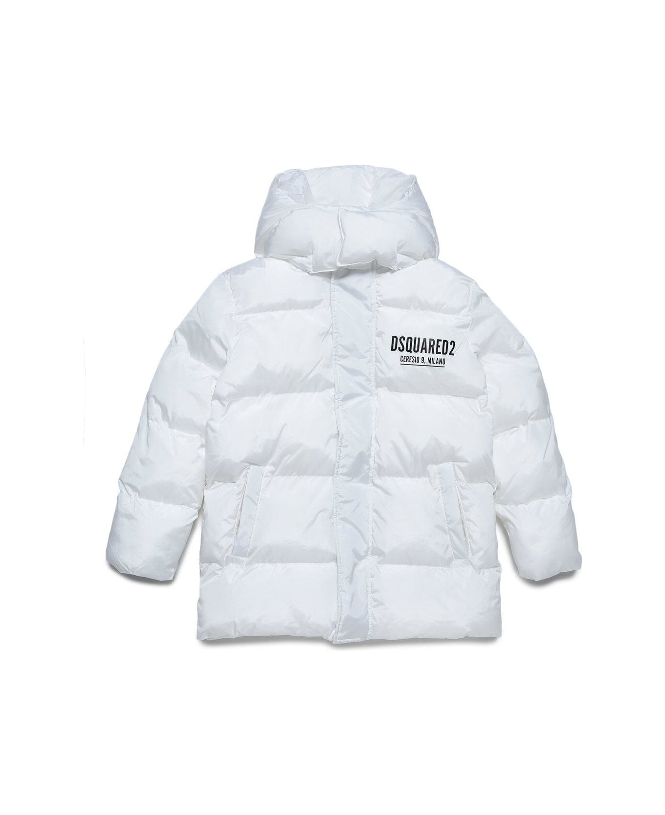 Dsquared2 Logo Printed Hooded Jacket - Bianco