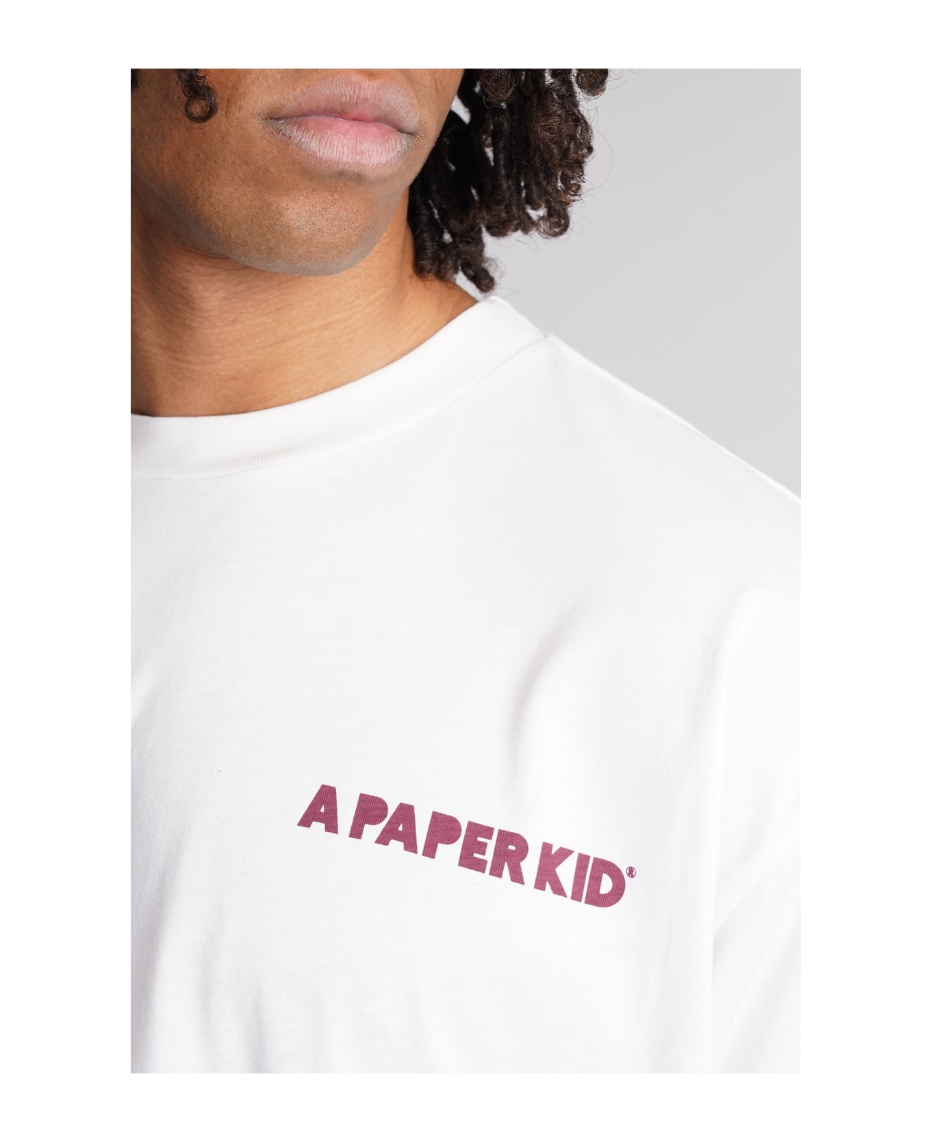 A Paper Kid T-shirt In White Cotton - Crema